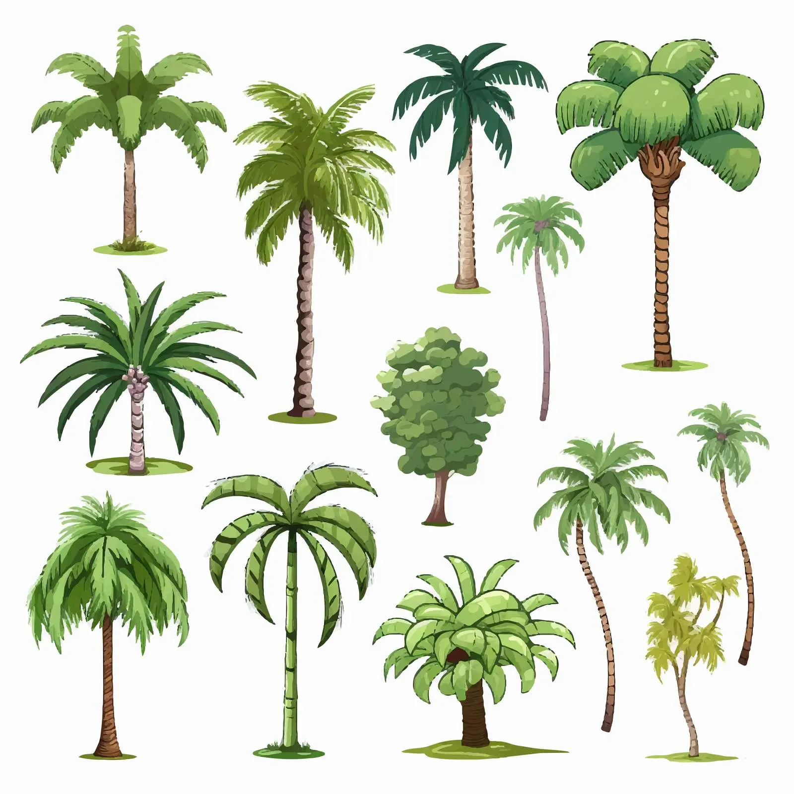 Variety of Palm Trees Vector Illustration — free download from Dotvec