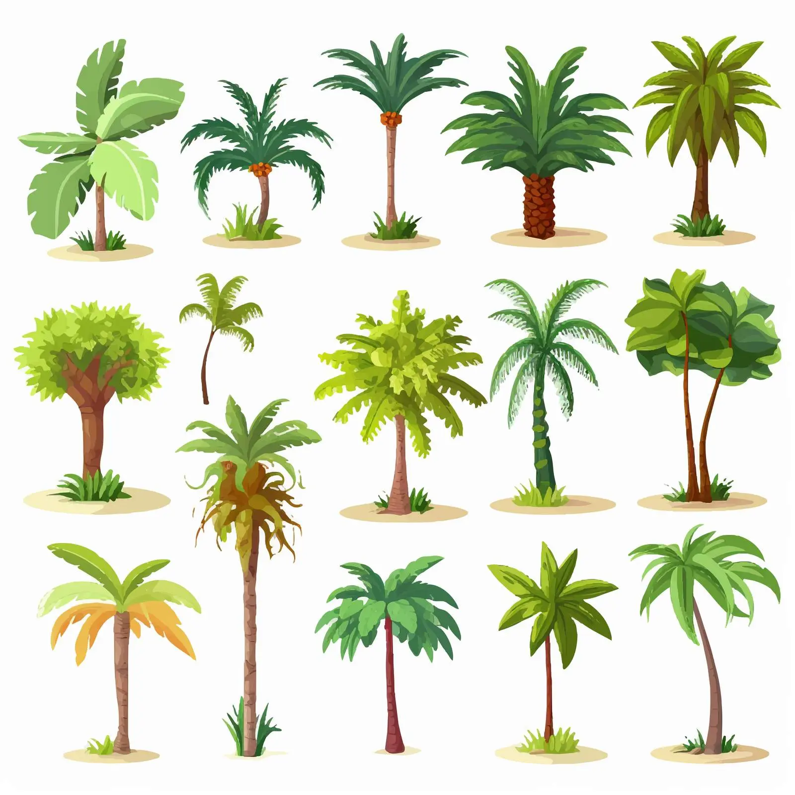 Diverse Palm Trees Vector Illustration – free floral vectors image from Dotvec