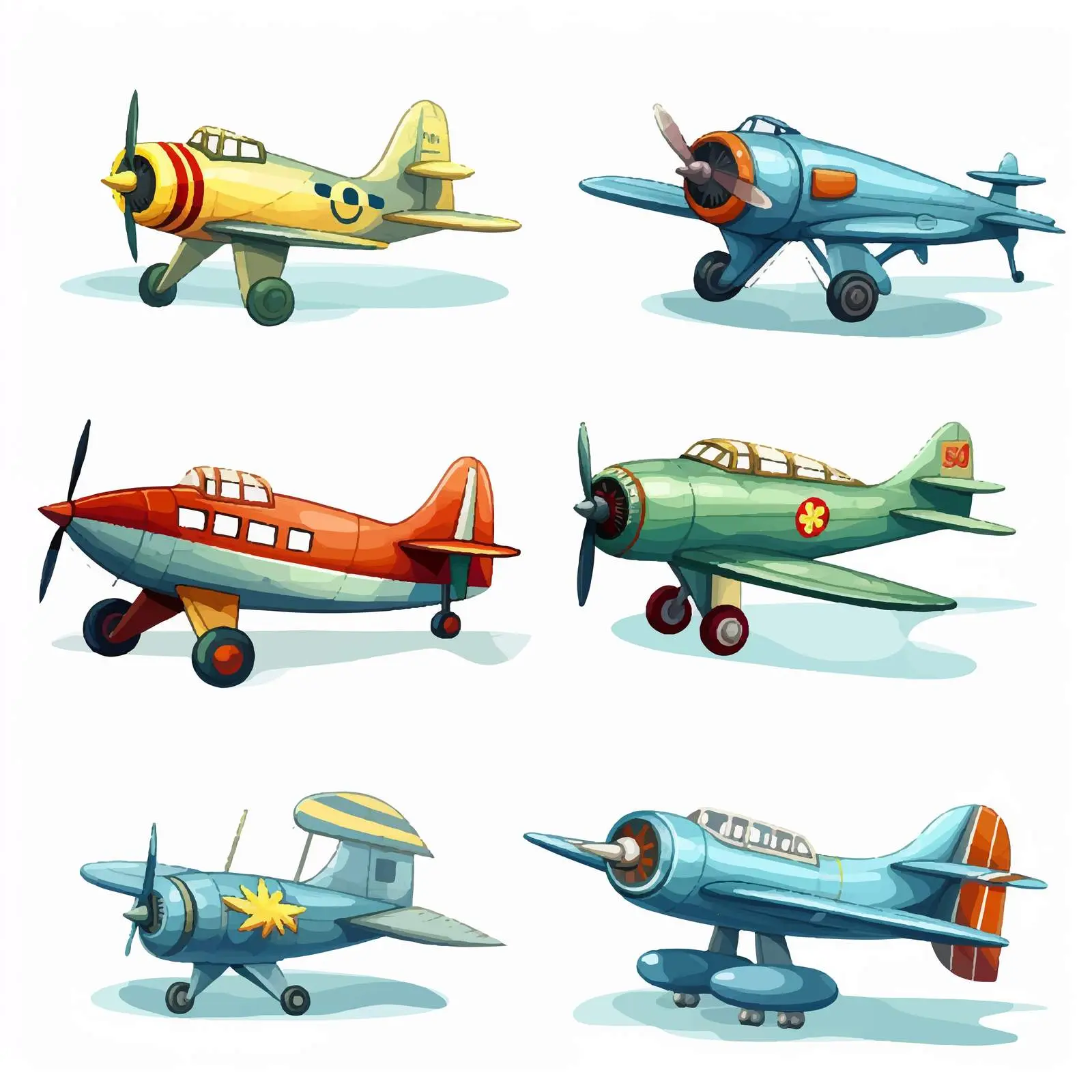 Diverse Cartoon Planes Vector Illustration – free cartoon transport image from Dotvec