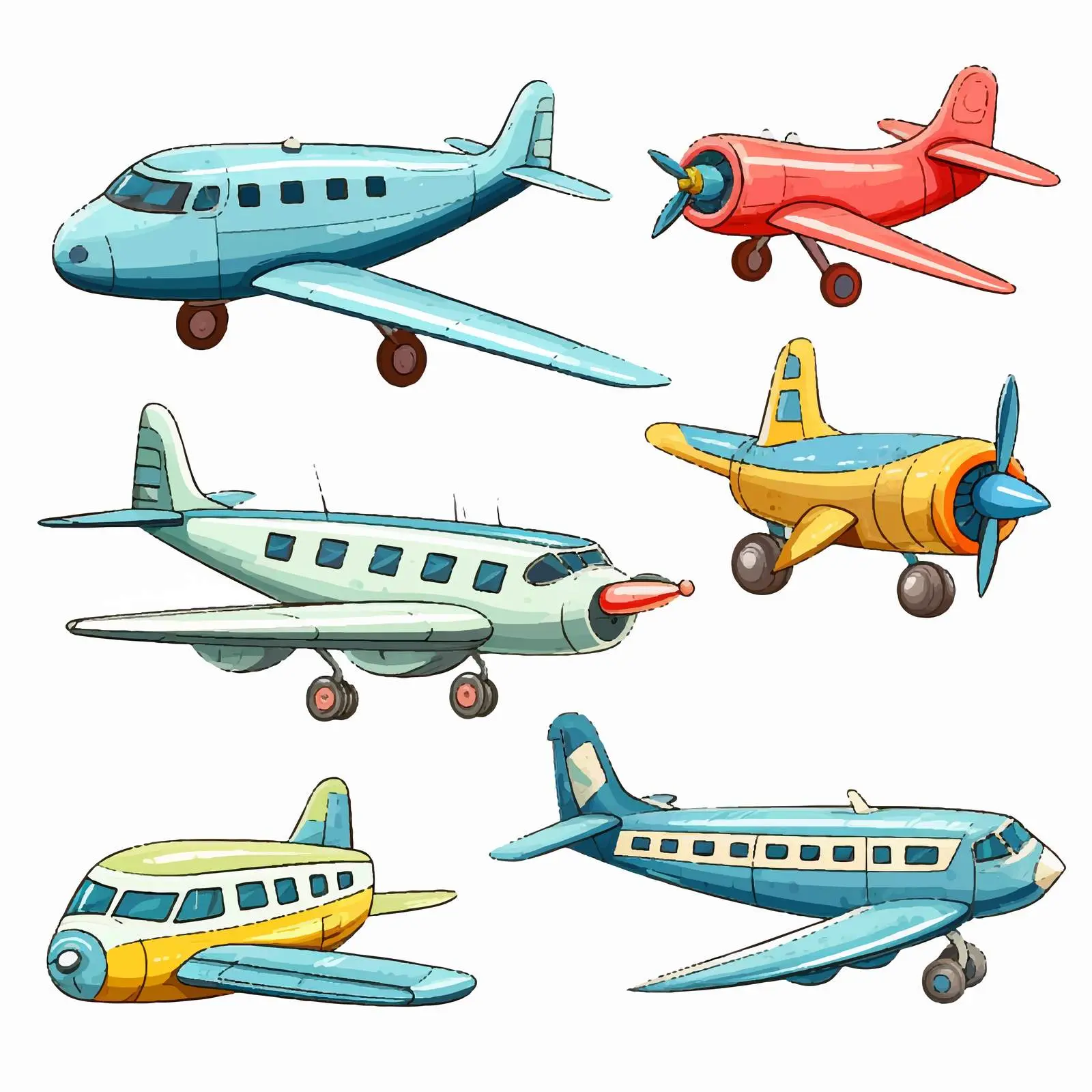 Diverse Cartoon Planes Vector Illustration — free download from Dotvec