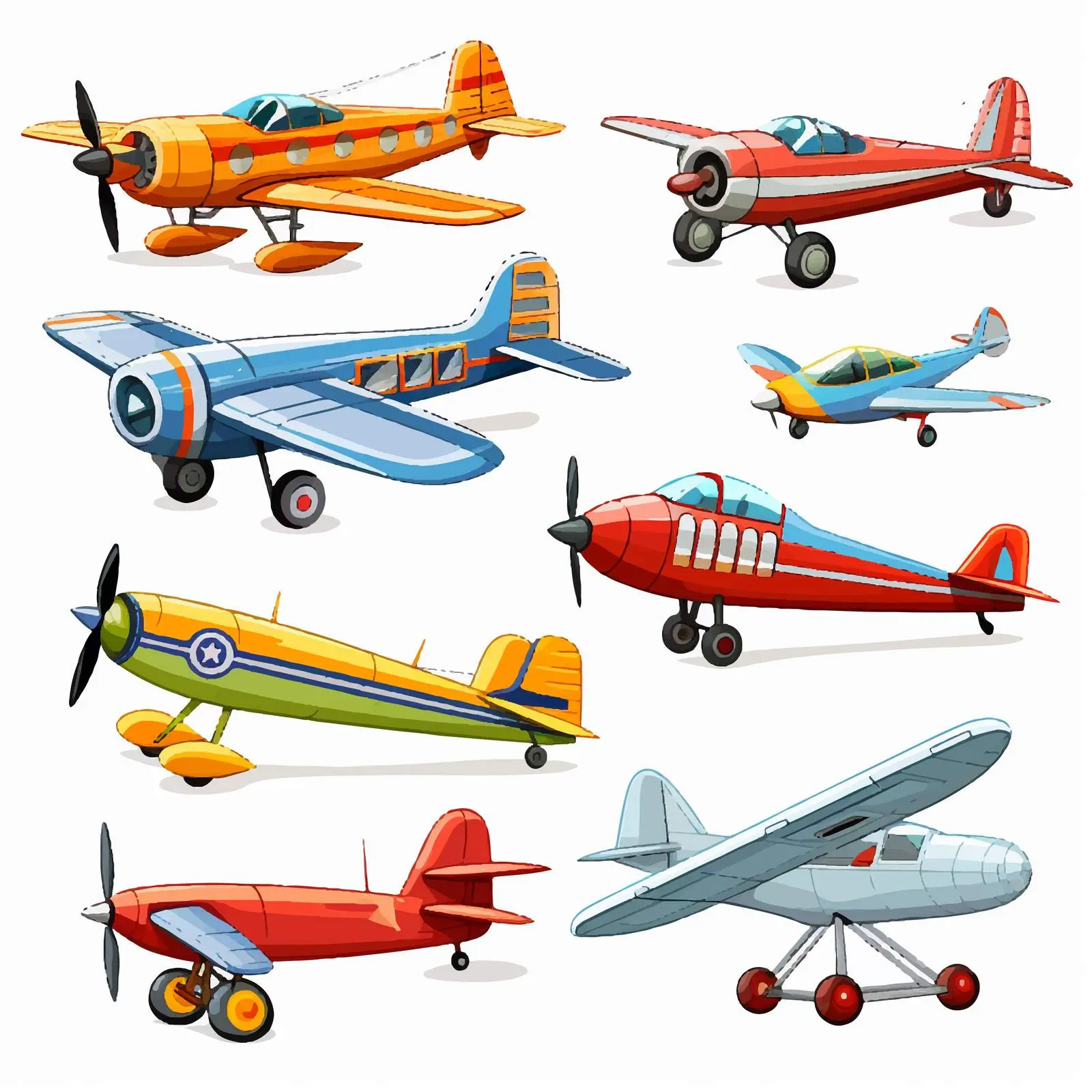 Various Cartoon Planes Vector Illustration — free download from Dotvec
