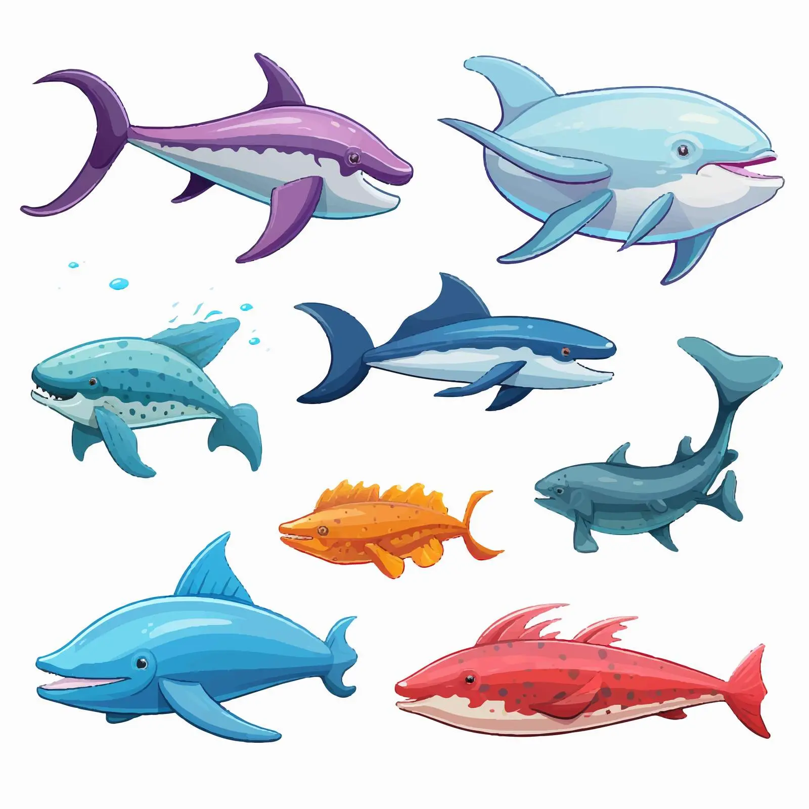 Diverse Sea Creatures Vector Illustration – free nautical art image from Dotvec