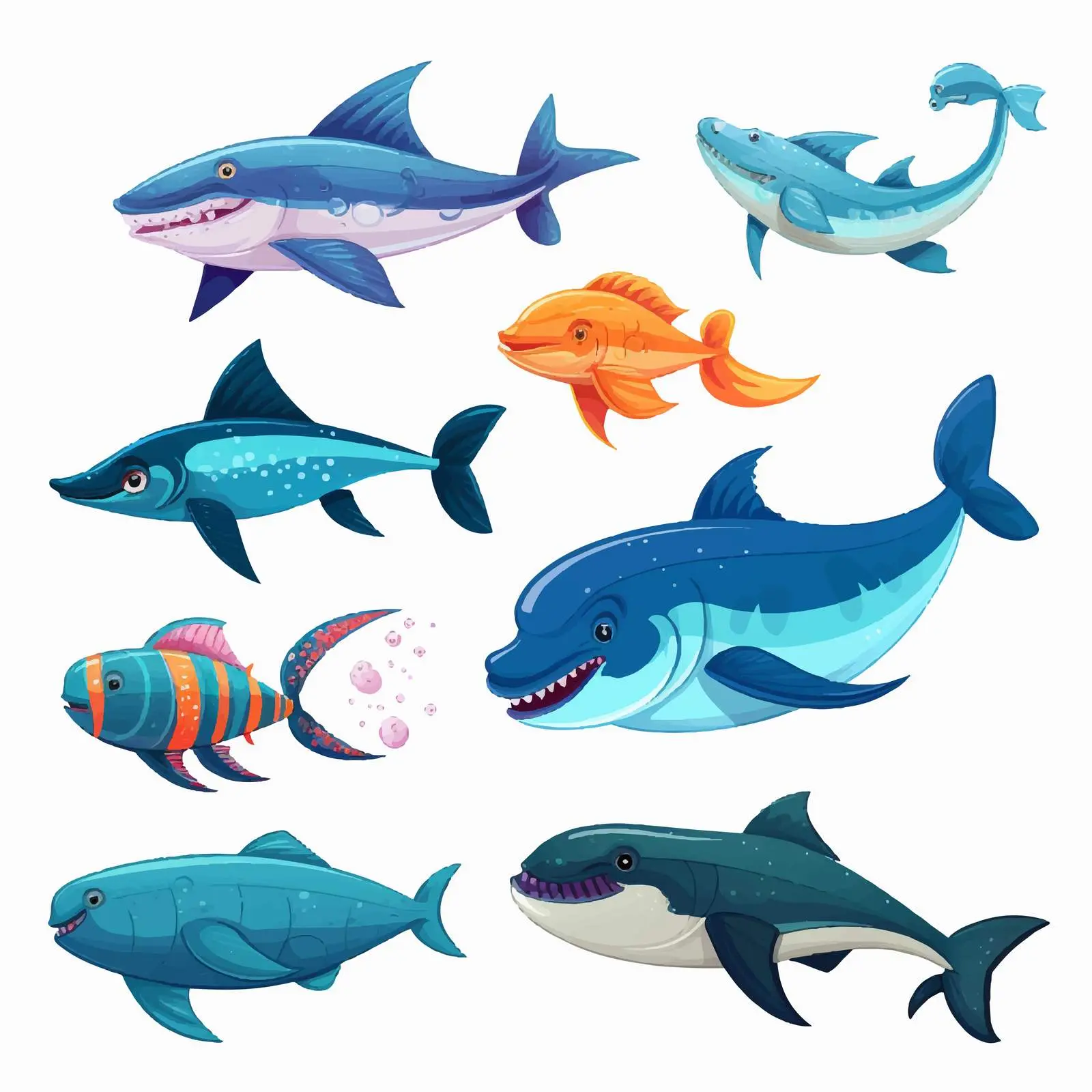 Diverse Sea Animals Vector Illustration — free download from Dotvec