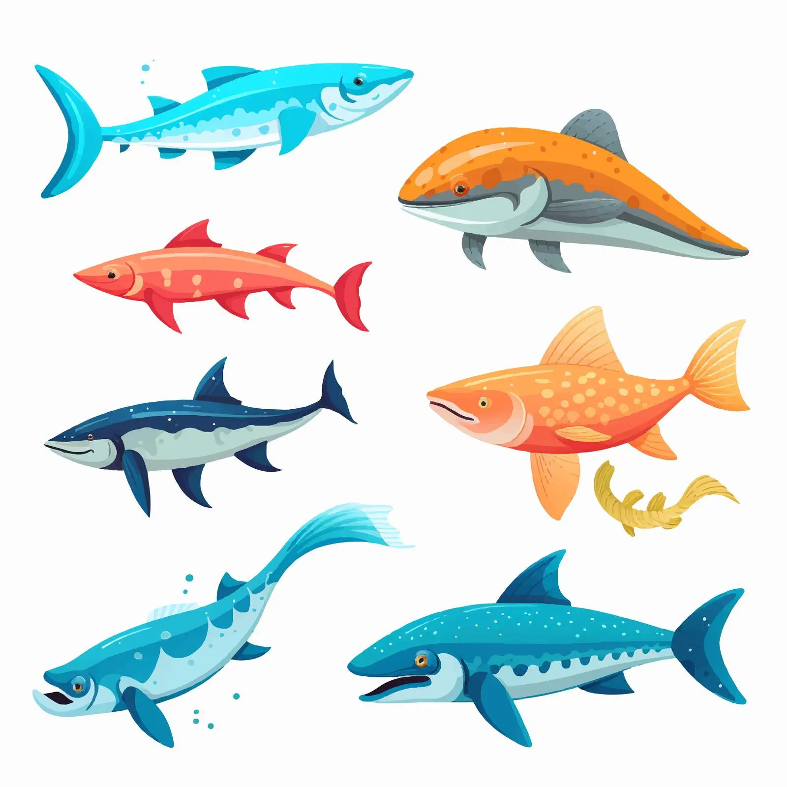 Variety of Sea Animals Vector Illustration – free sea animals image from Dotvec