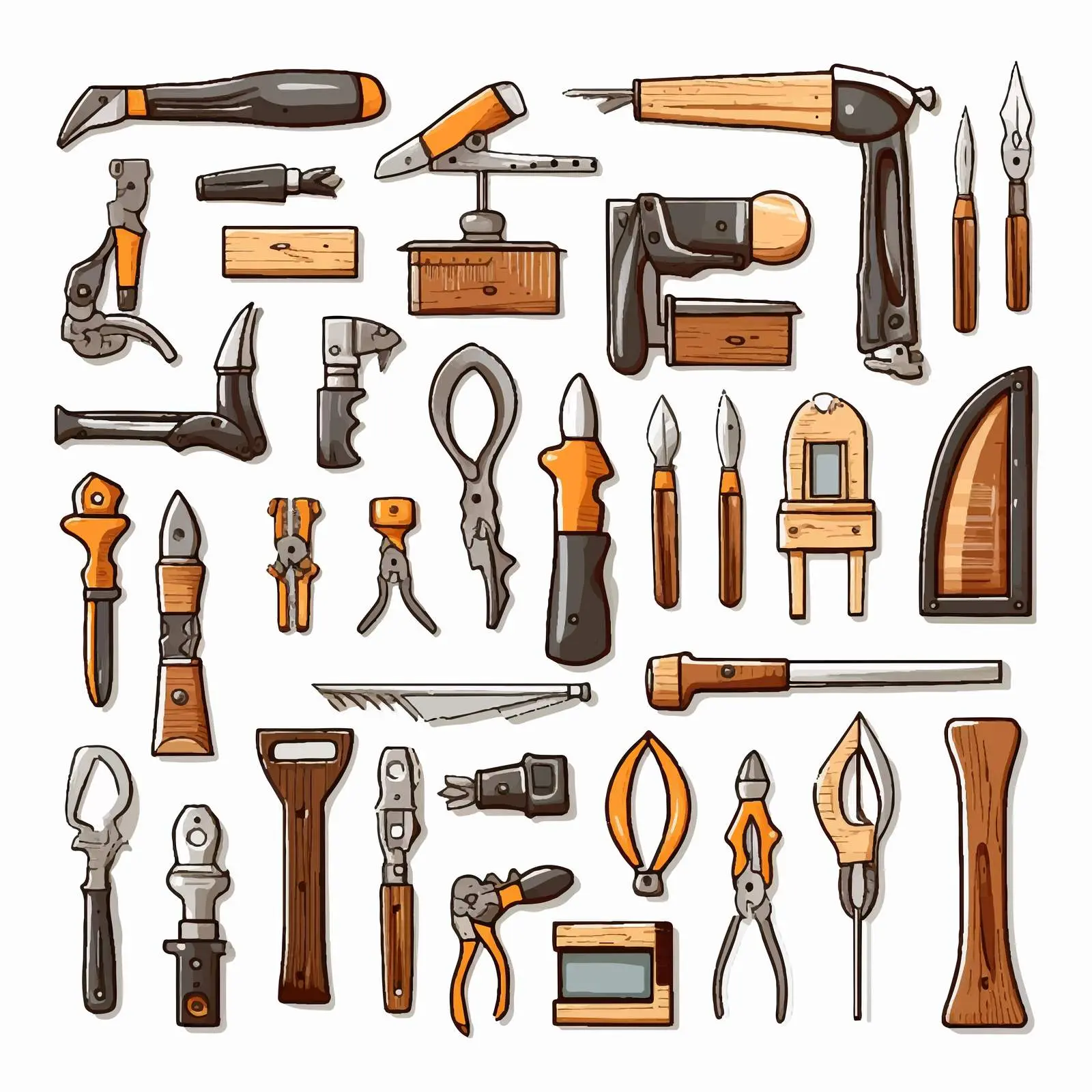 Various Cartoon Tools Vector Illustration – free cartoon tools image from Dotvec