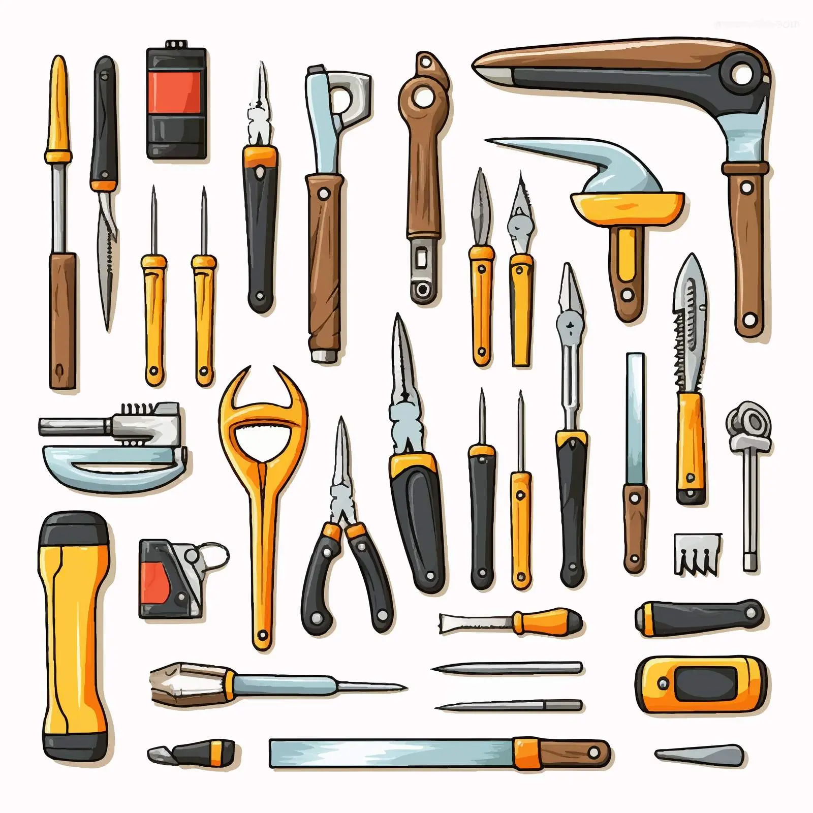 Diverse Cartoon Tools Vector Illustration – free cartoon tools image from Dotvec