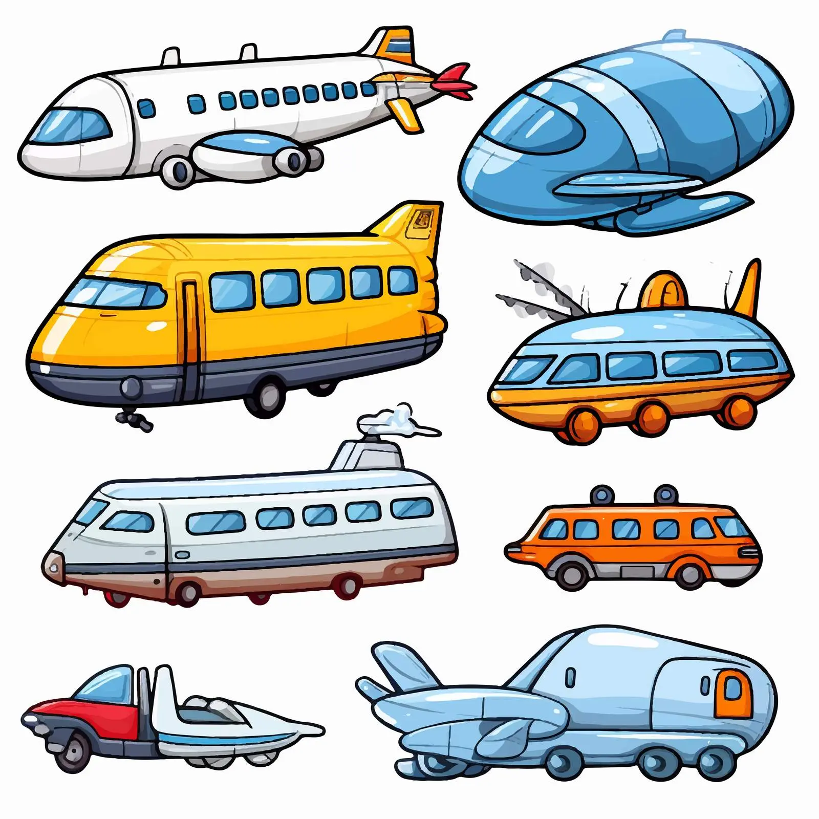 Variety of Transportation Methods Vector Illustration – free public transport image from Dotvec