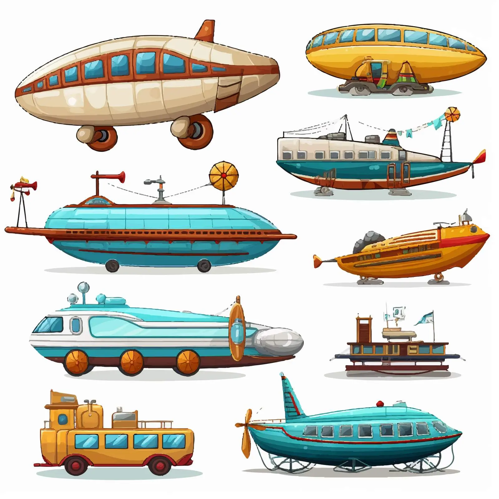 Diverse Modes of Transportation Vector Illustration — free download from Dotvec