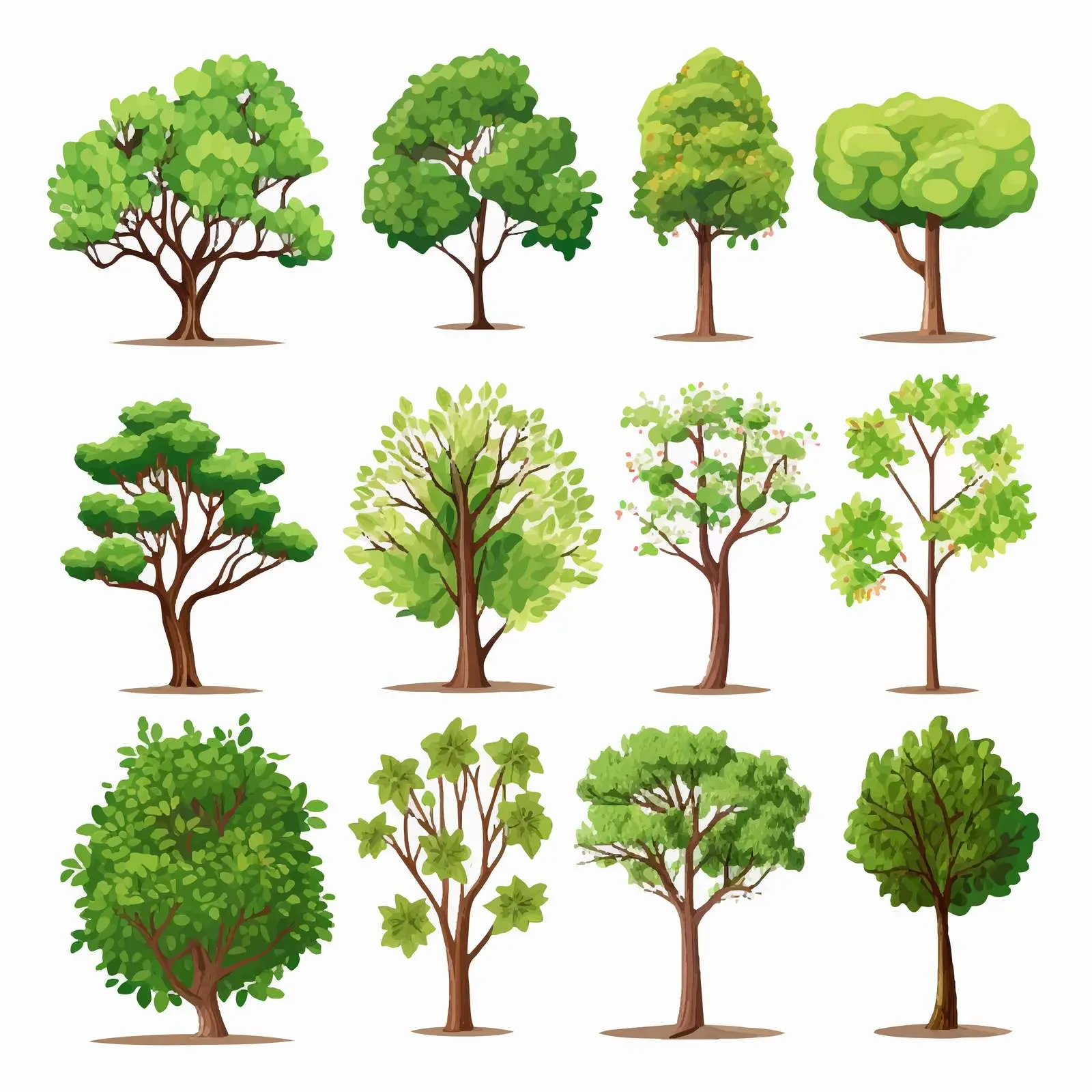 Diverse Cartoon Tree Illustrations – free whimsical trees image from Dotvec