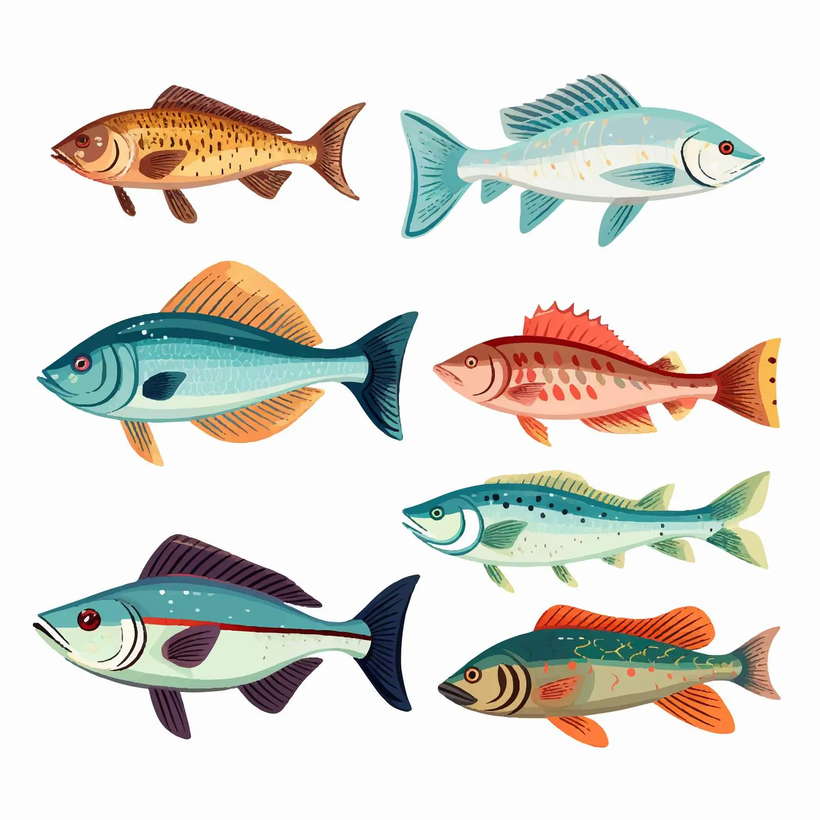 Variety of Cartoon Fish Illustrations Vector — free download from Dotvec