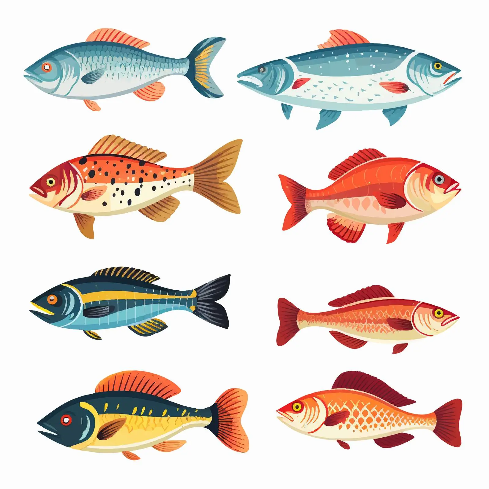 Various Fish Illustrations Vector Graphics — free download from Dotvec