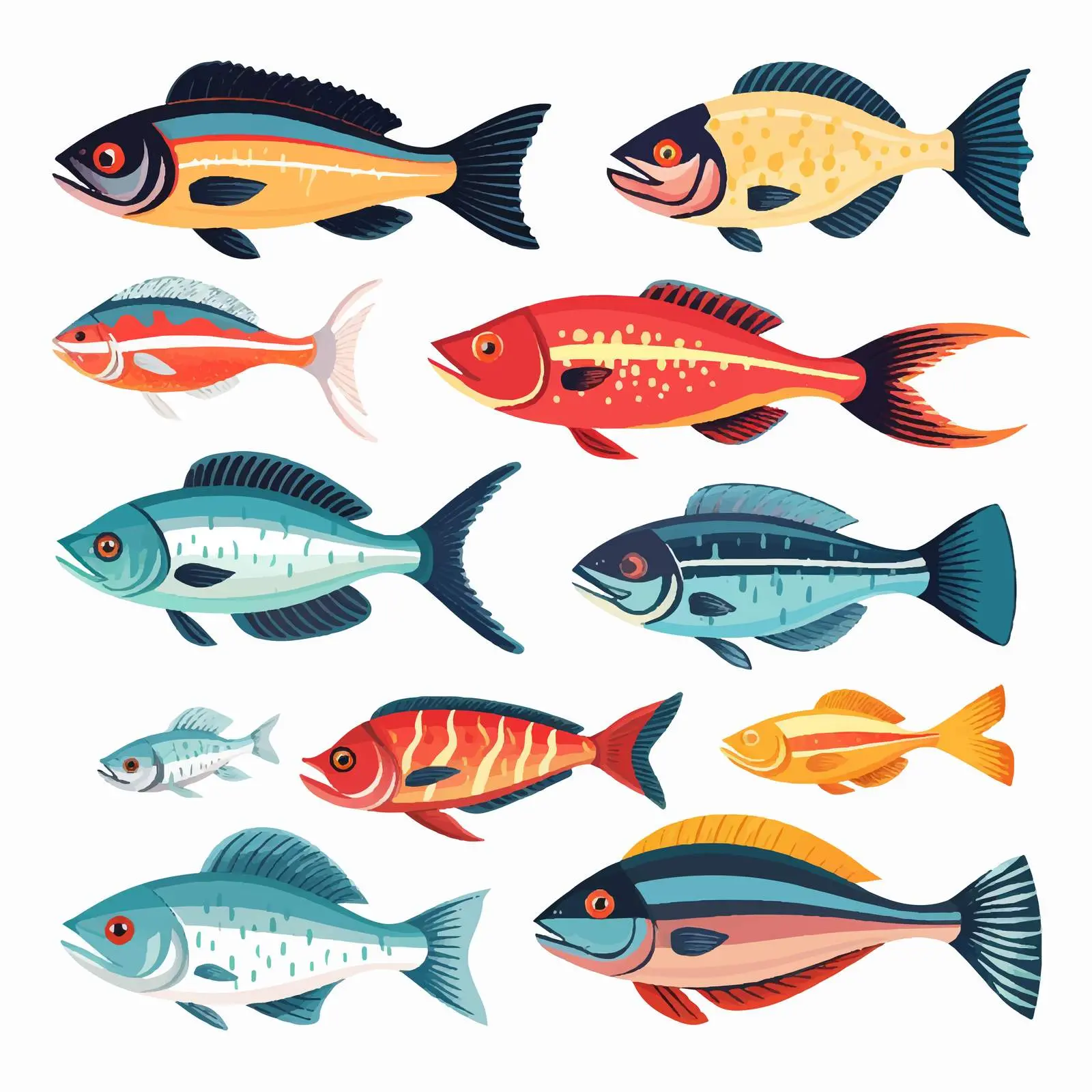 Variety of Cartoon Fish Illustrations in Vector Art — free download from Dotvec