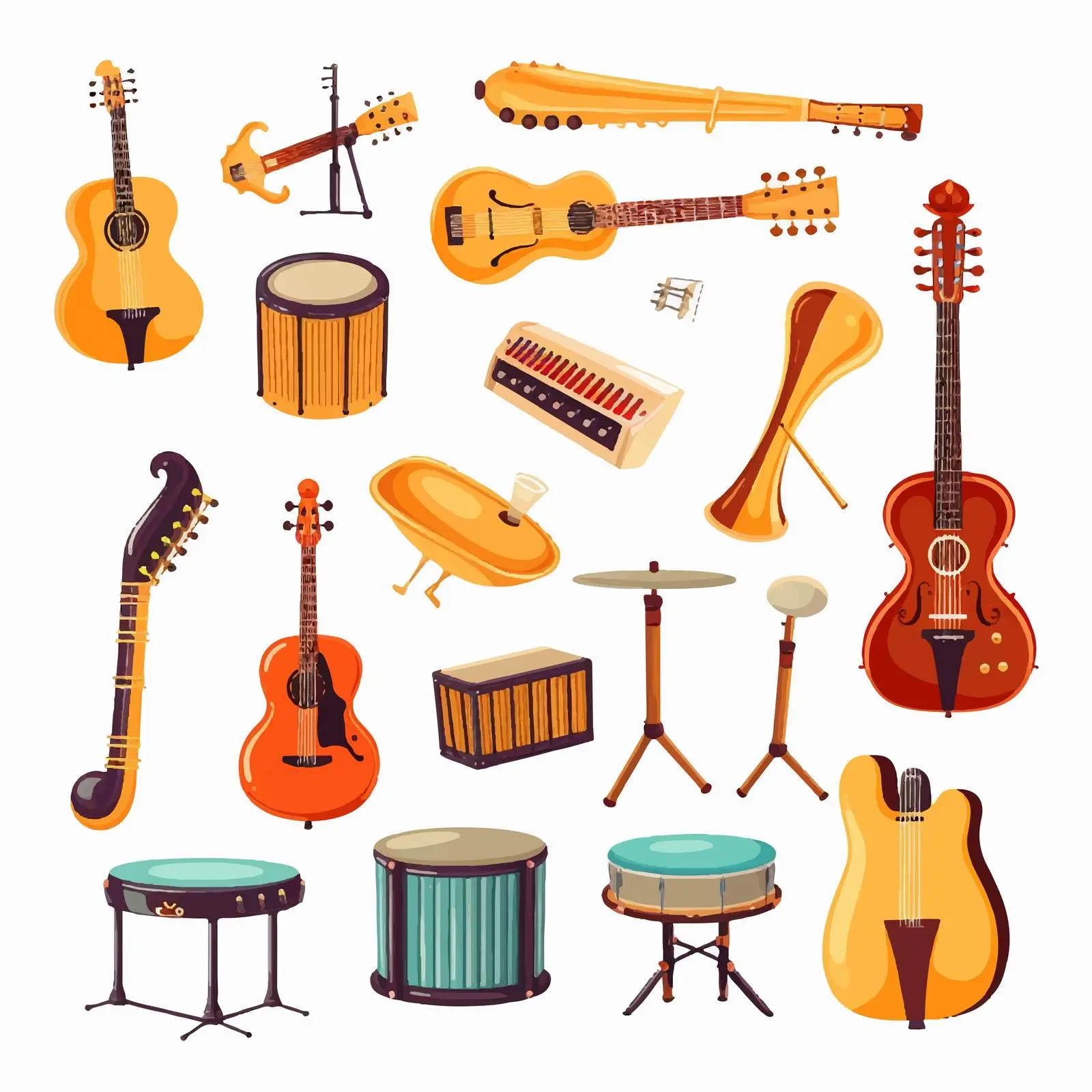 Diverse Musical Instruments Vector Illustration — free download from Dotvec