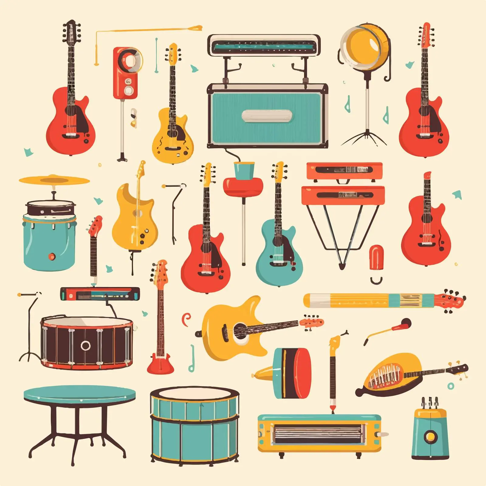 Illustration of Various Musical Instruments — free download from Dotvec
