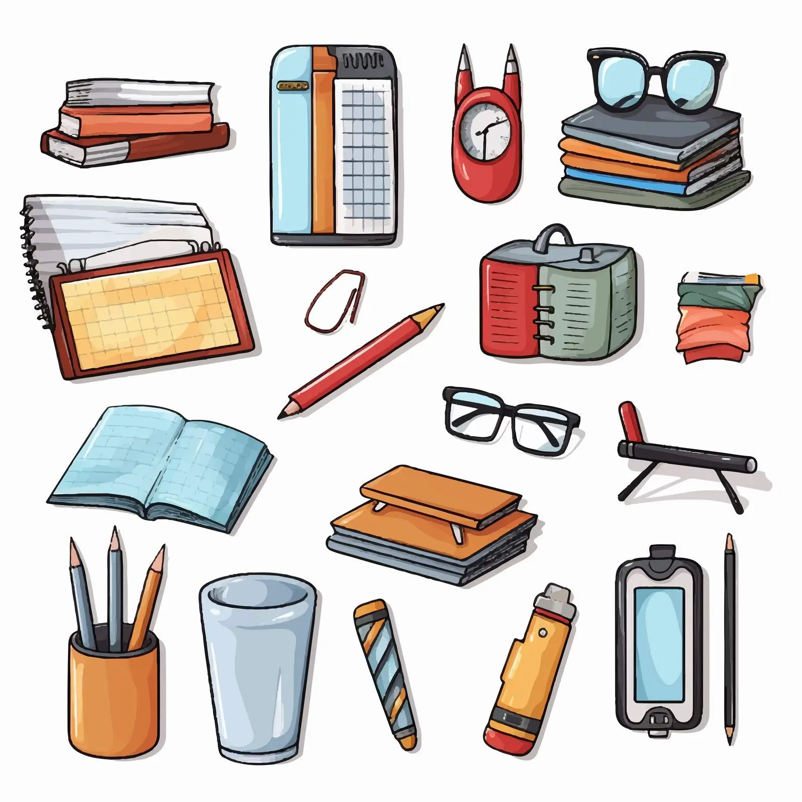 Office Supplies Cartoon Vector Illustration — free download from Dotvec