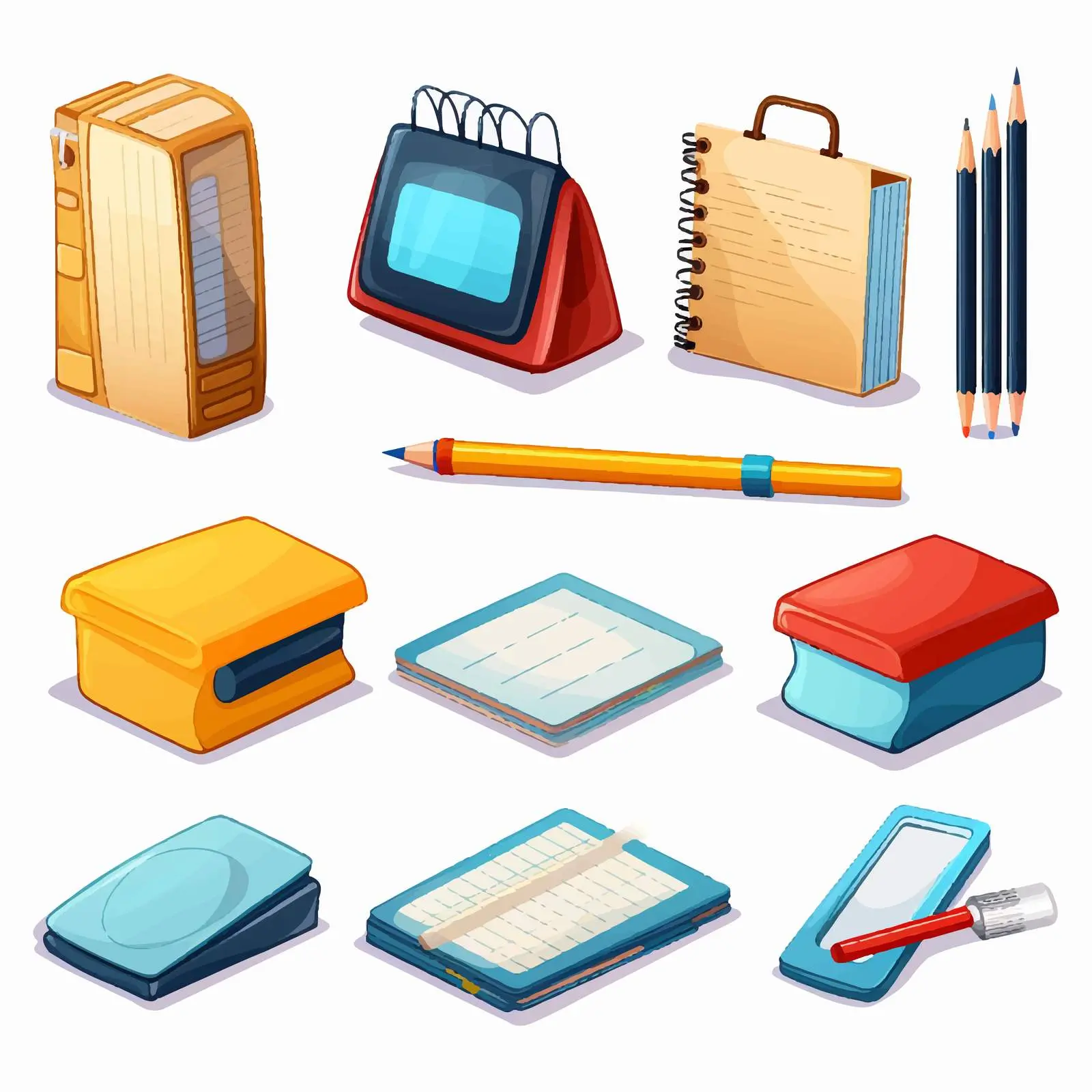 Colorful Vector Illustration of Office Supplies — free download from Dotvec