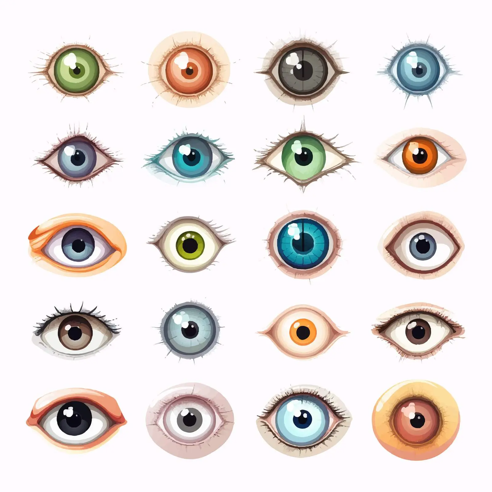Cartoon Vector Illustration of Unique Eye Designs — free download from Dotvec