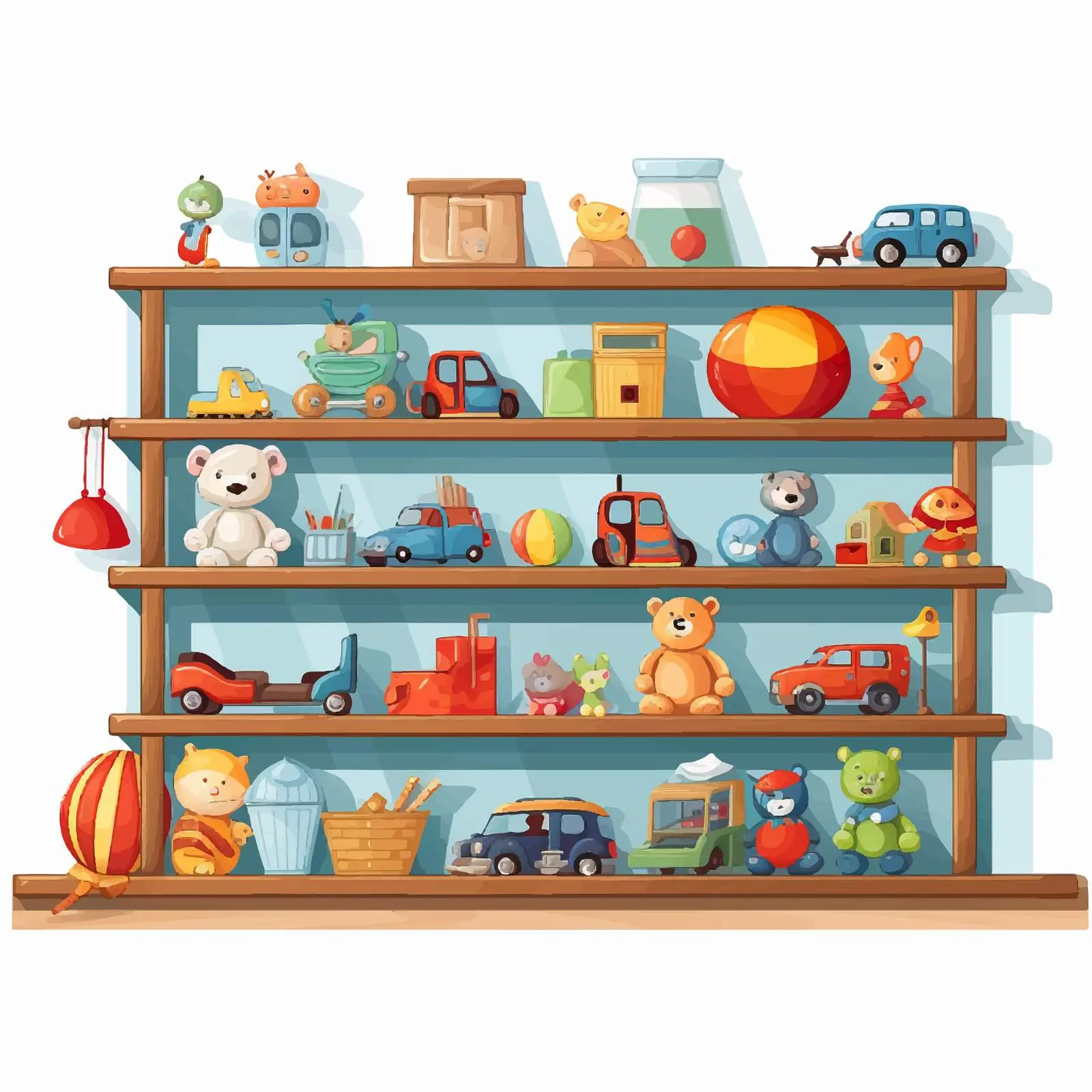 Colorful Cartoon Toys on a Shelf Illustration – free action figures image from Dotvec