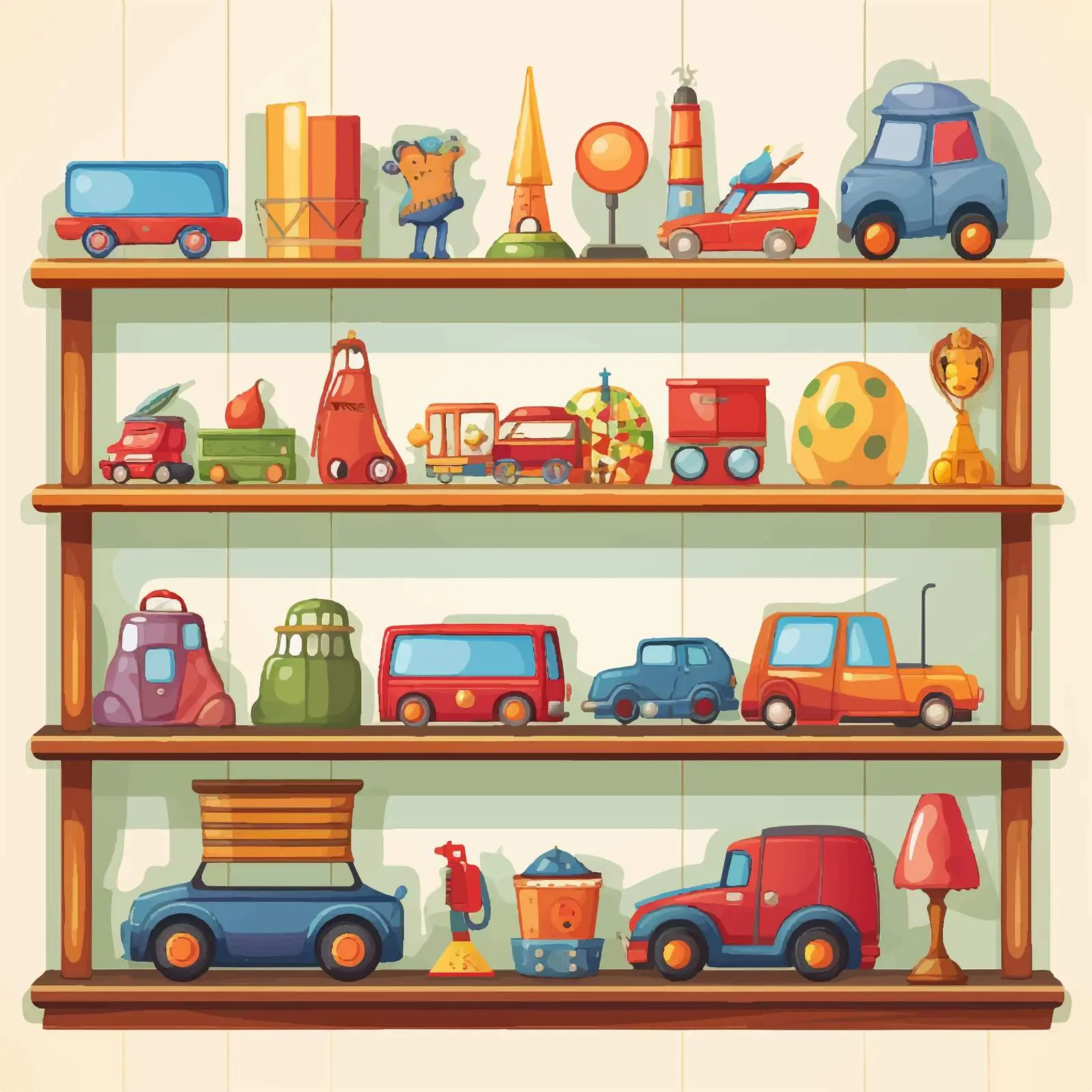 Colorful Toy Shelf Illustration for Kids — free download from Dotvec