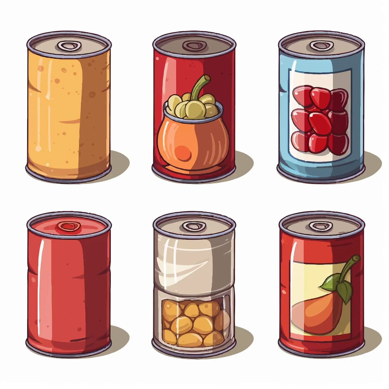Variety of Cartoon Cans Vector Illustration – free tin cans image from Dotvec