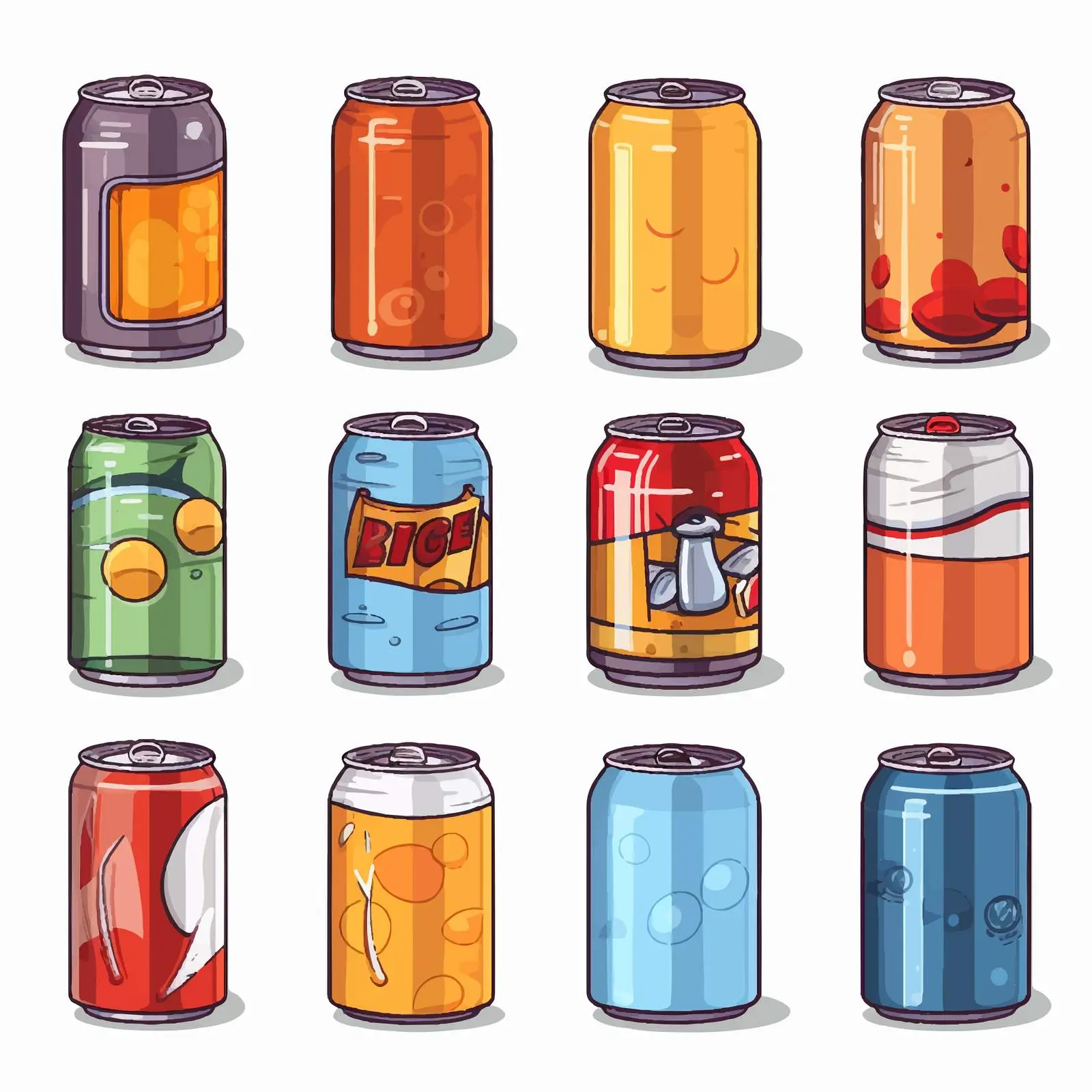 Variety of Cartoon Cans Vector Illustration — free download from Dotvec