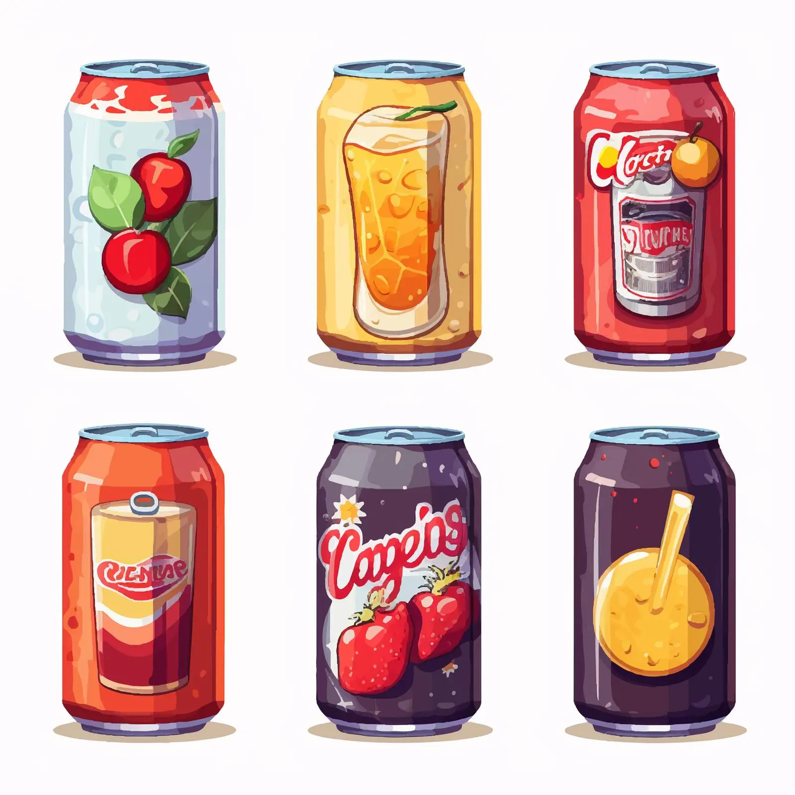 Cartoon Illustration of Various Can Types – free tin cans image from Dotvec