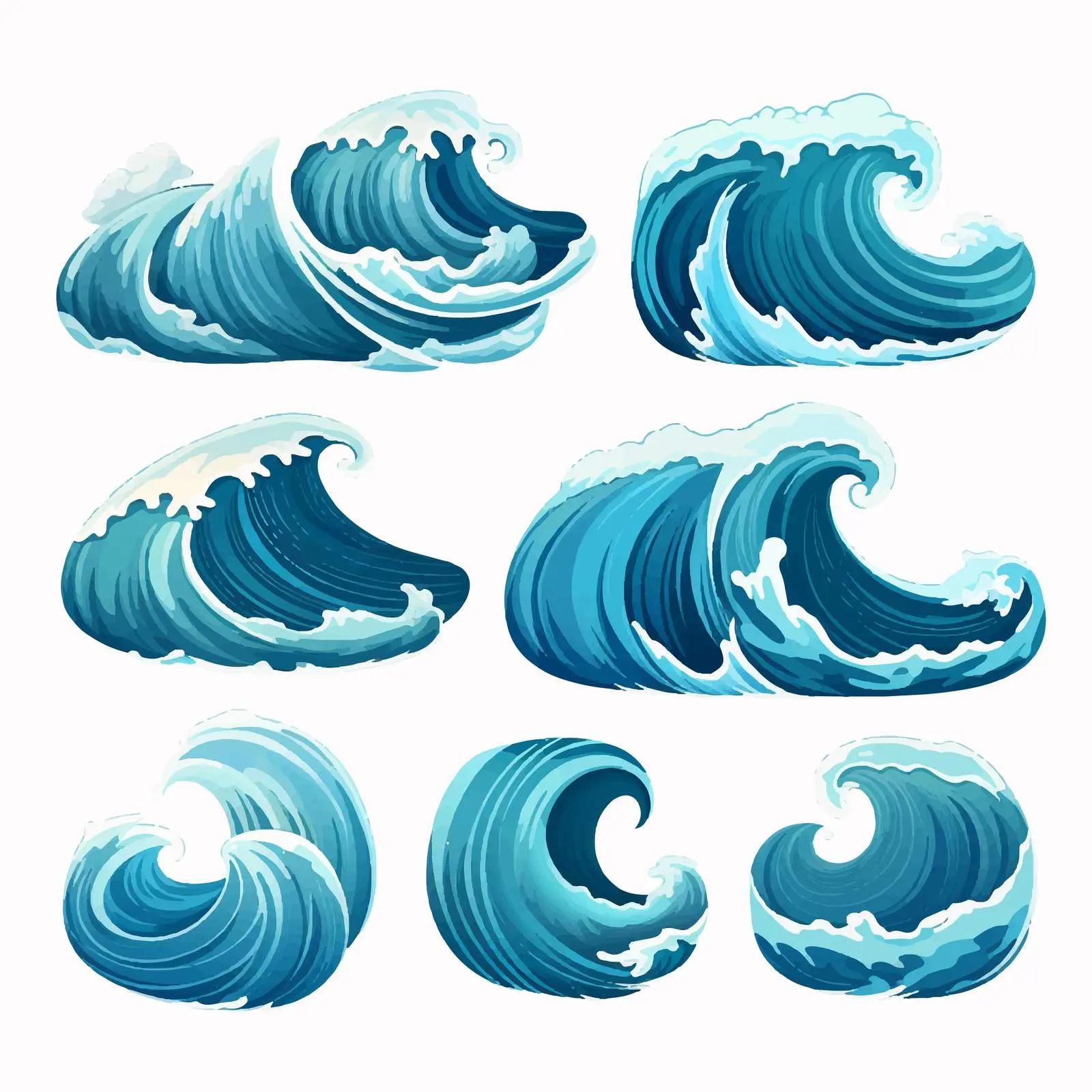 Cartoon Illustration of Different Wave Types — free download from Dotvec