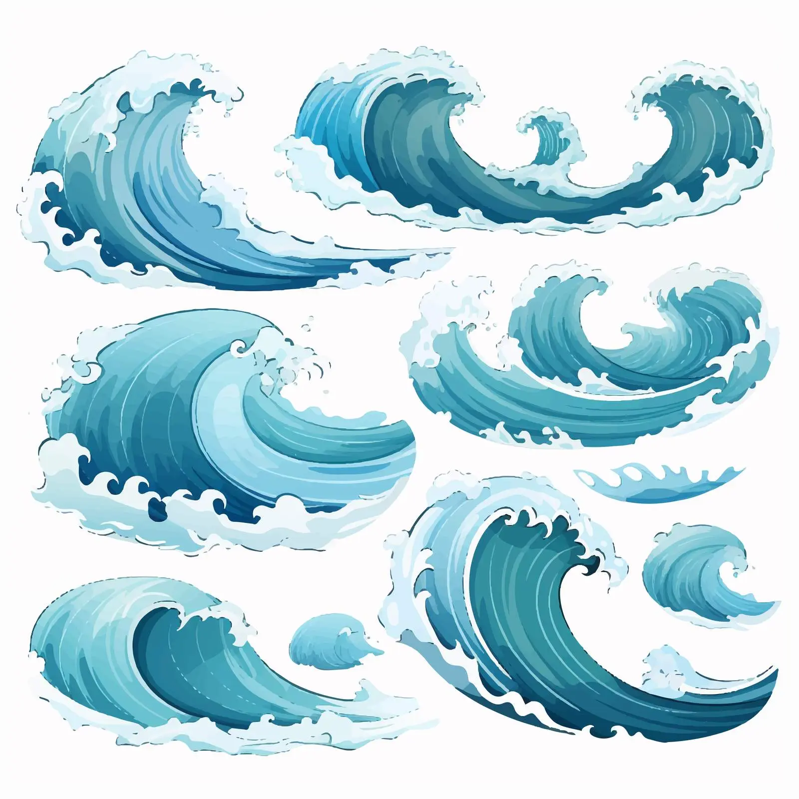 Cartoon Vector Illustration of Different Waves — free download from Dotvec