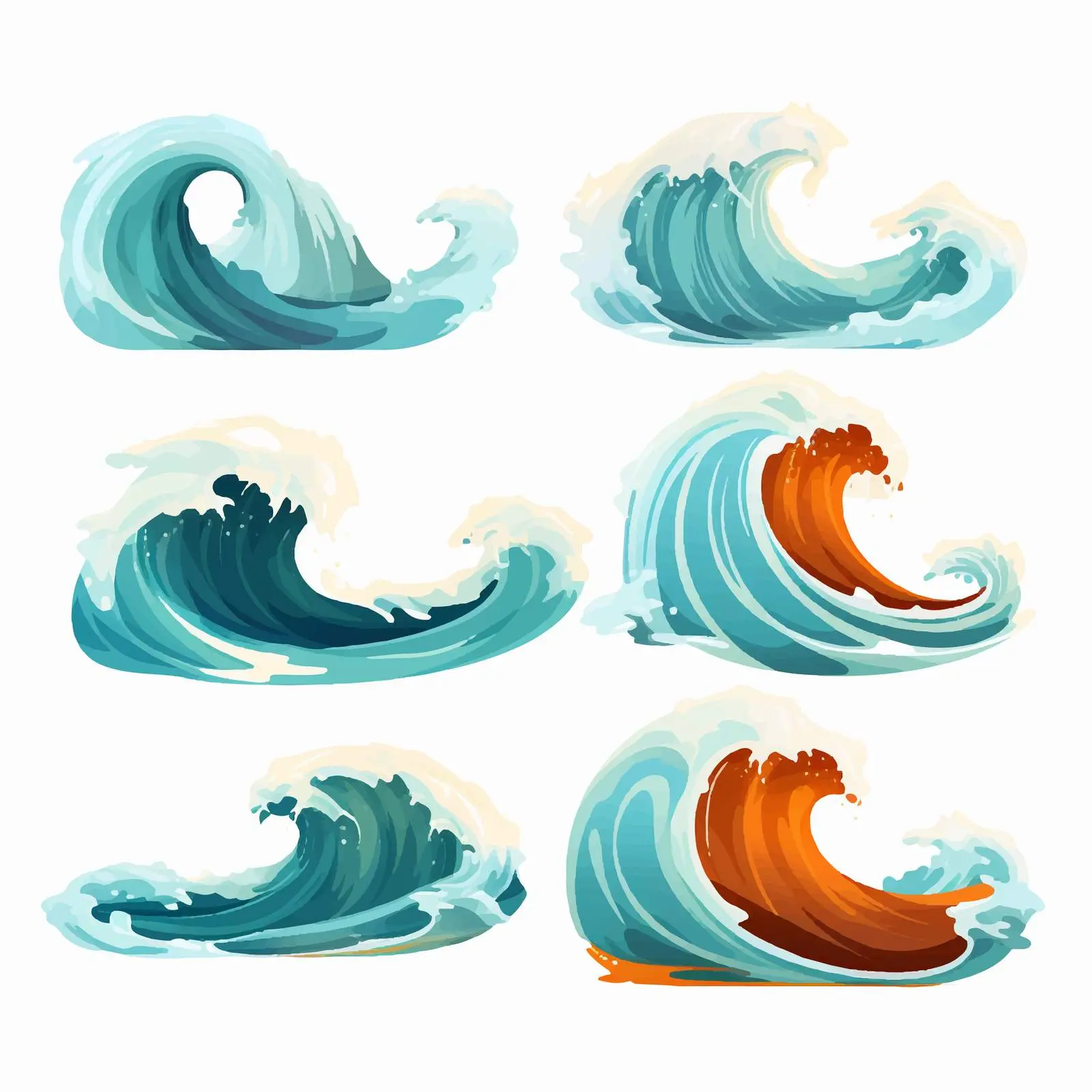 Cartoon Illustrations of Various Wave Types — free download from Dotvec