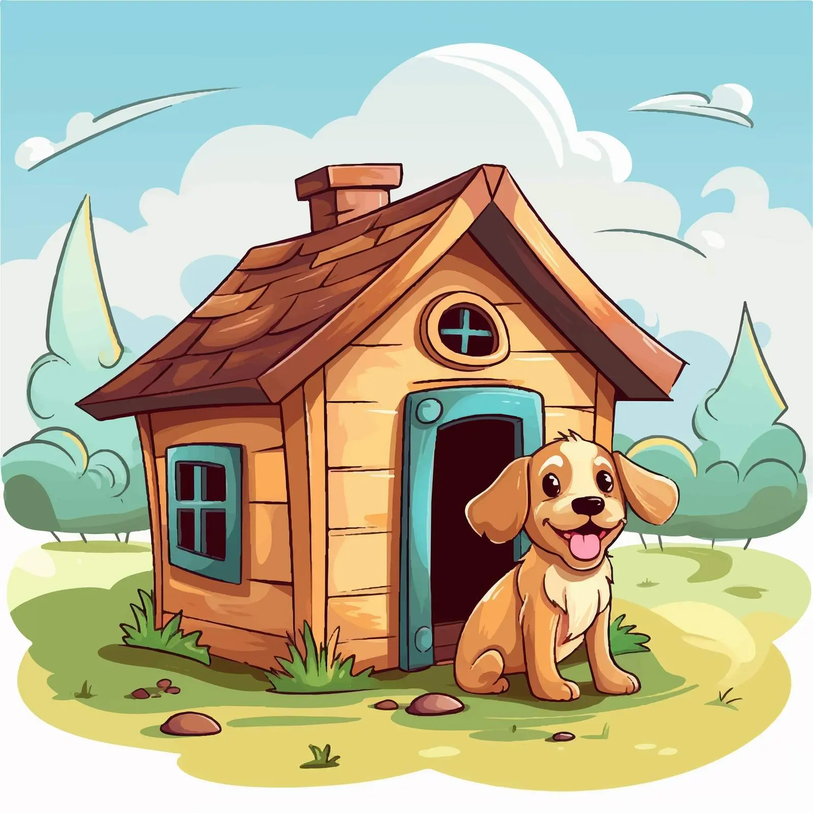 Cartoon Illustration of Dog's House on White — free download from Dotvec