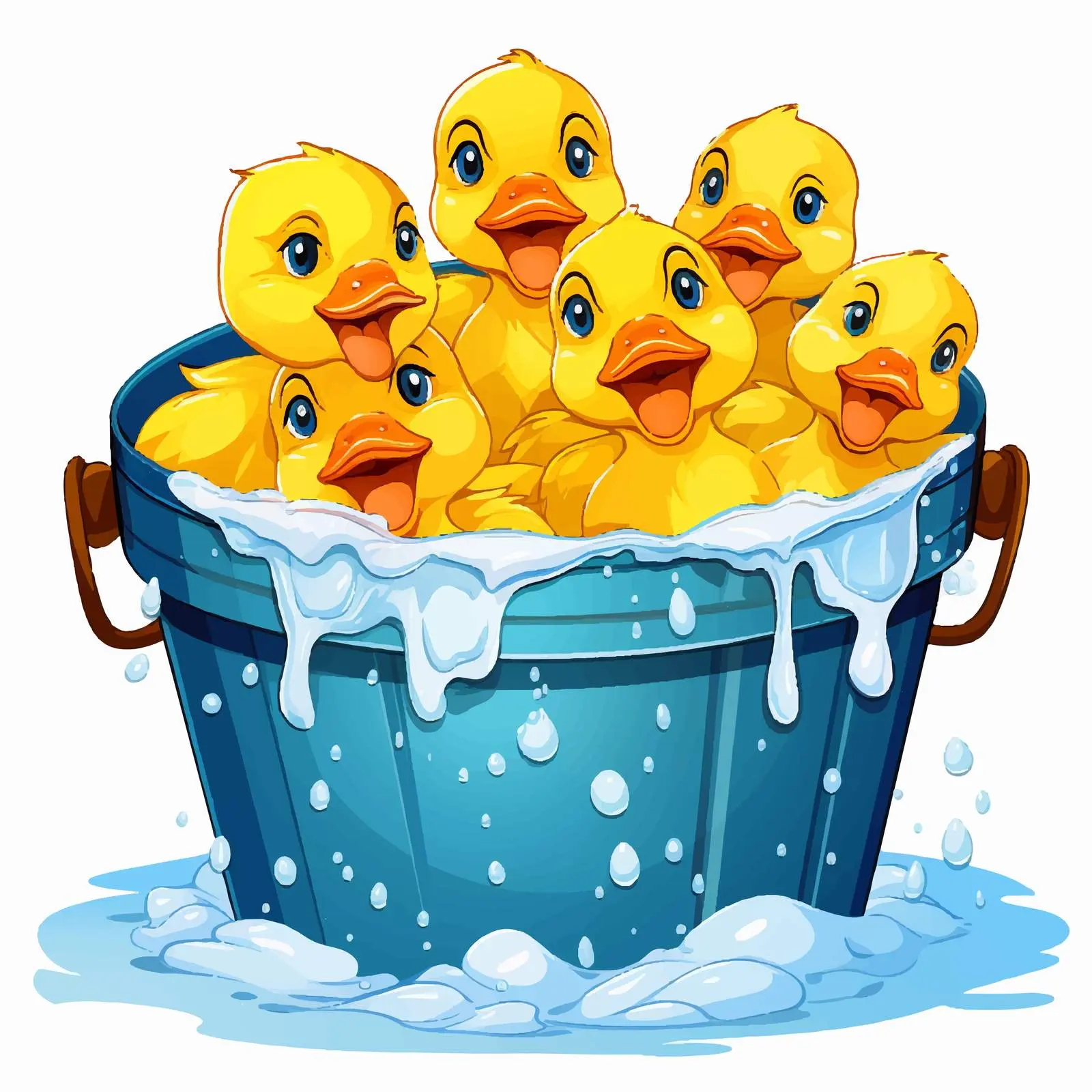 Cute Ducklings in Foam-filled Bucket Illustration – free baby duck image from Dotvec