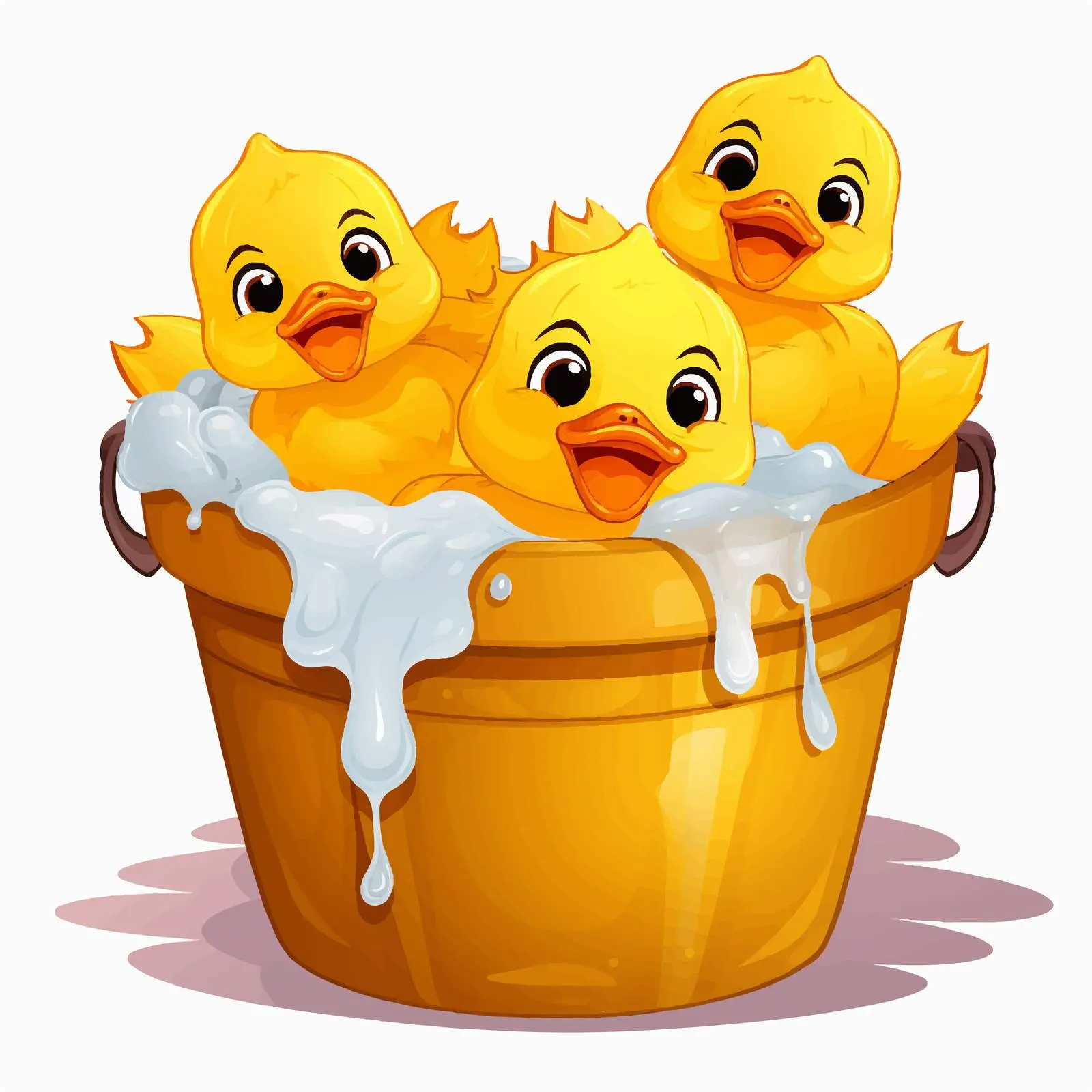 Cute Ducklings in Foam-Filled Bucket Illustration — free download from Dotvec