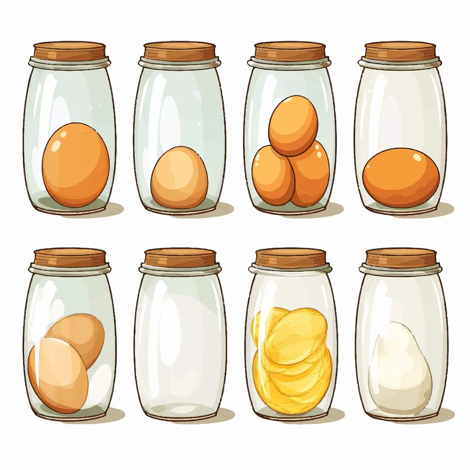 Diverse Eggs in Various Containers Illustration — free download from Dotvec