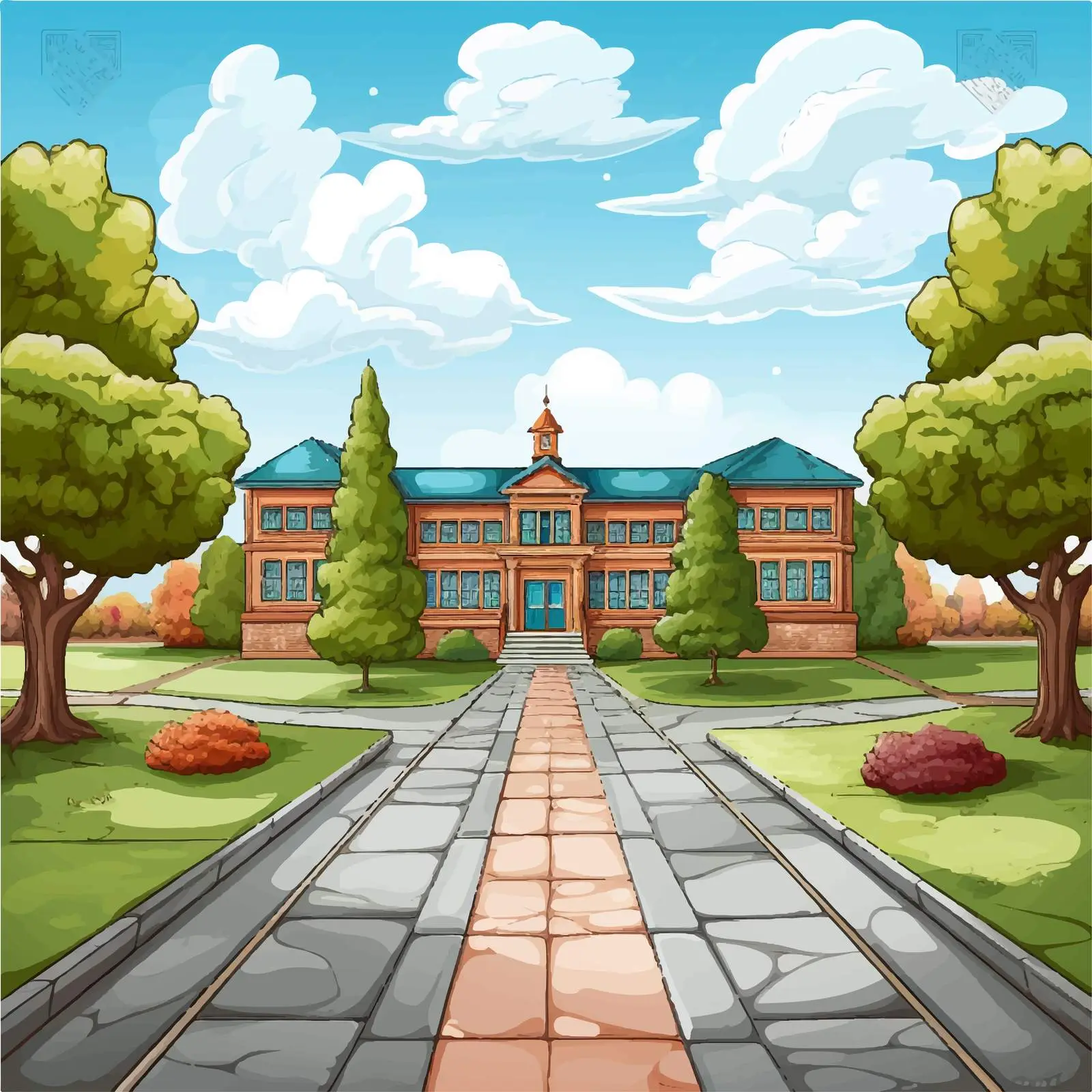 Empty School Yard Cartoon Vector Illustration – free school environment image from Dotvec