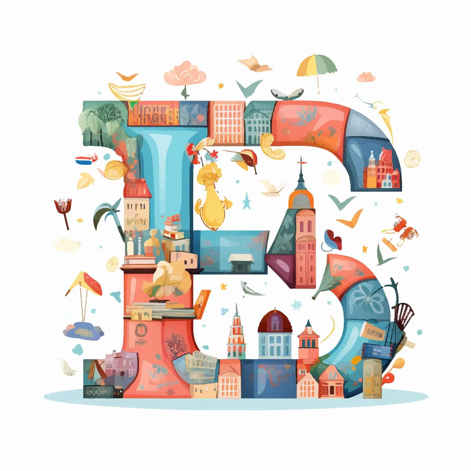 English Word Education Illustration on White Background — free download from Dotvec