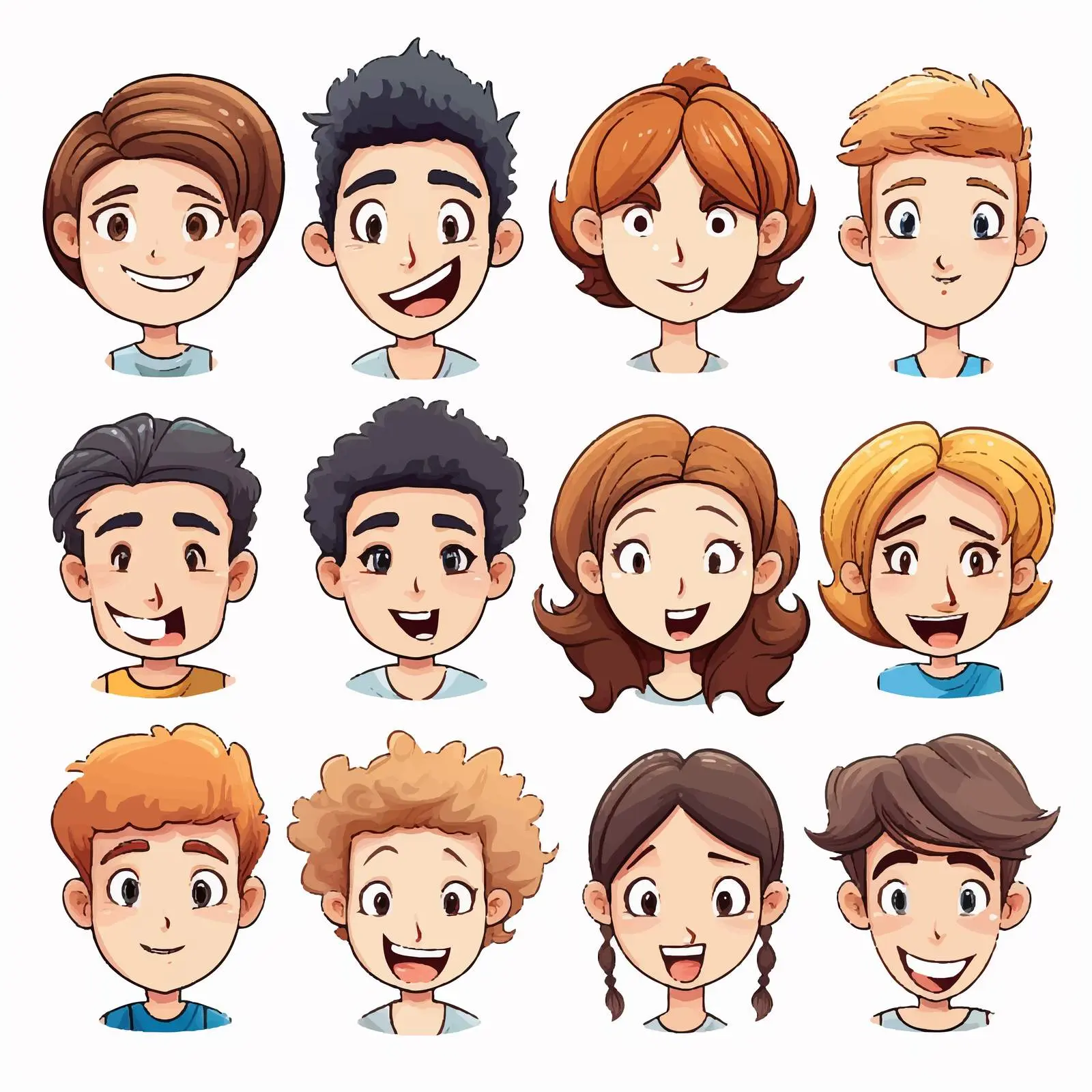 Illustration of Faces on White Background — free download from Dotvec