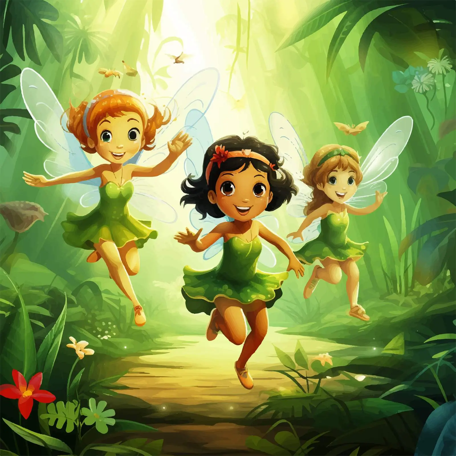 Fairies Flying in a Lush Jungle — free download from Dotvec