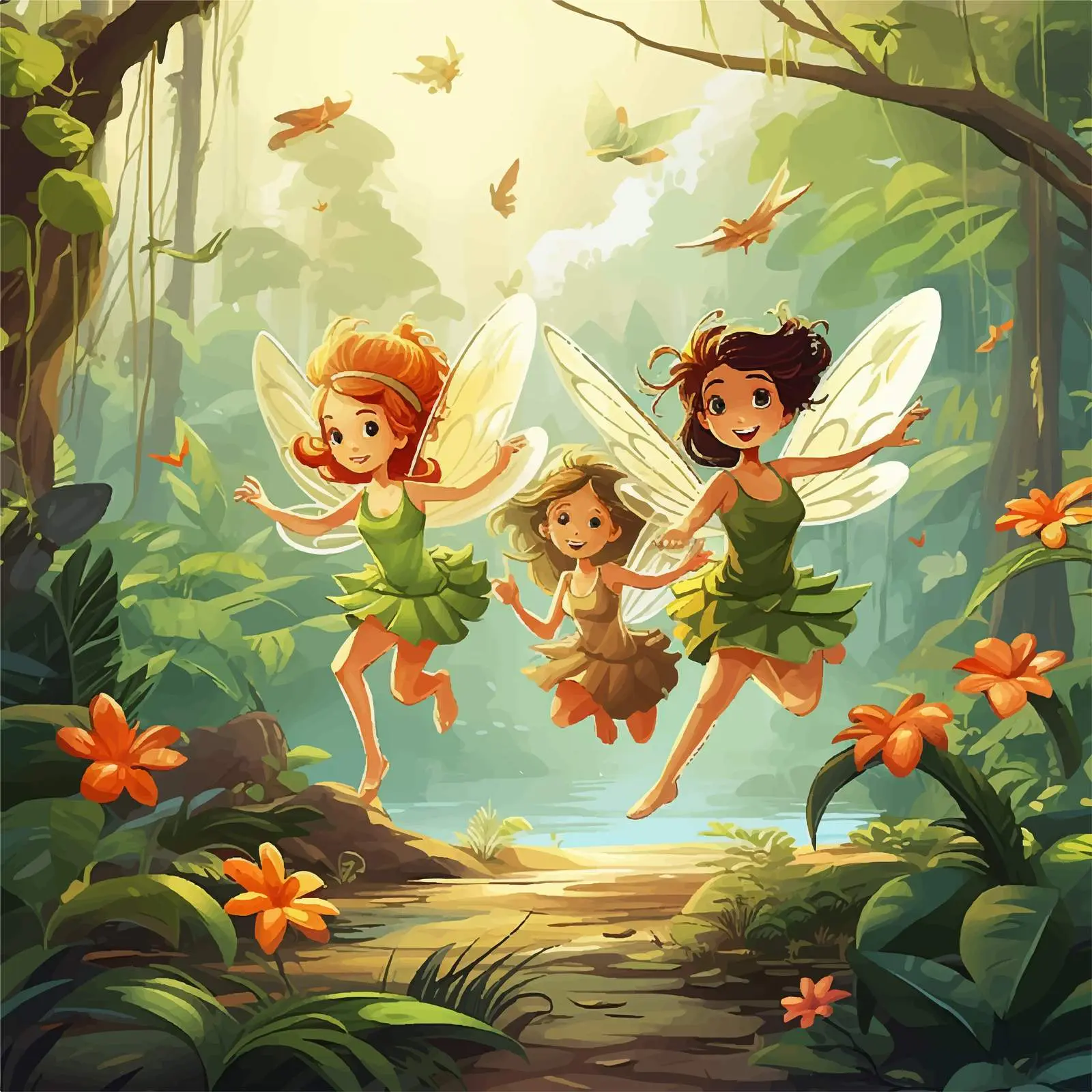 Fairies Flying in a Jungle Setting — free download from Dotvec