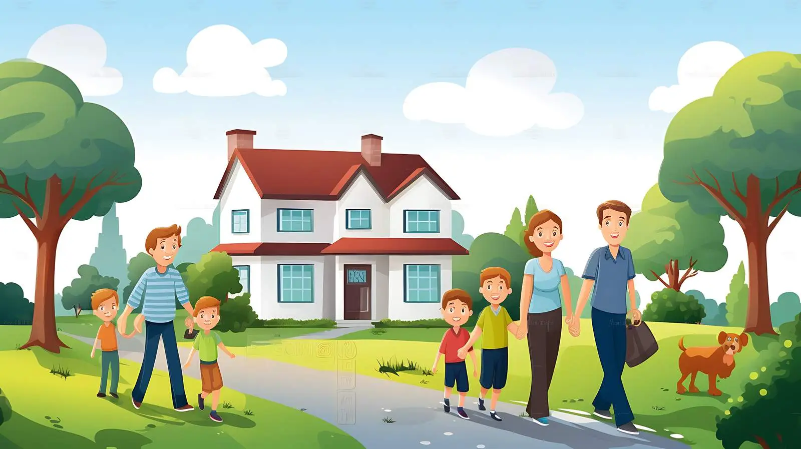 Family in Suburban Neighborhood — free download from Dotvec