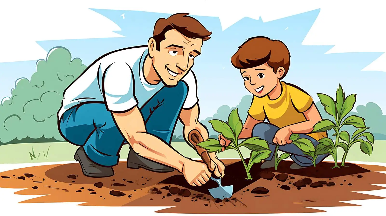 Family Gardening Scene — free download from Dotvec