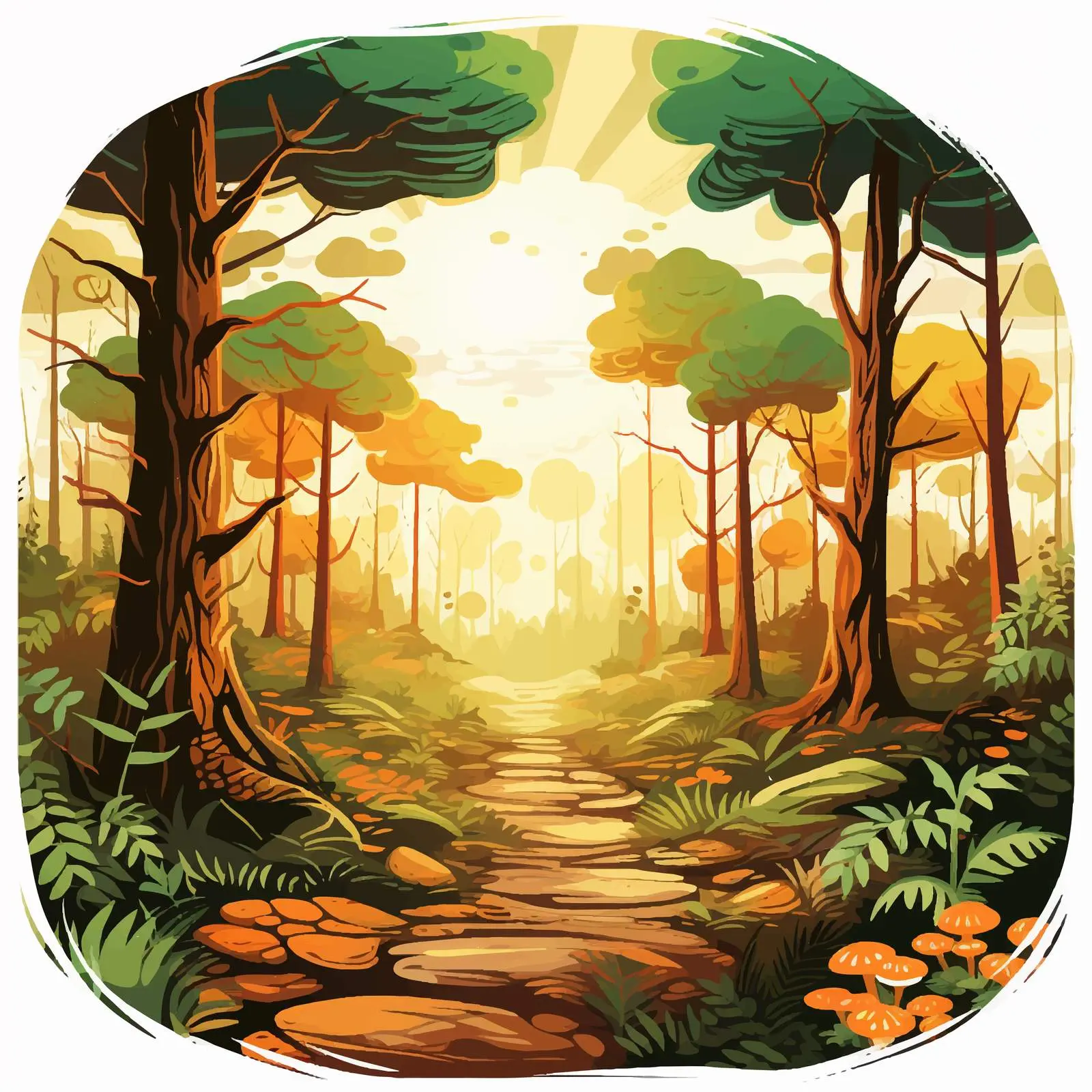 Cartoon Forest Vector Illustration on Paper Background – free vector shapes image from Dotvec