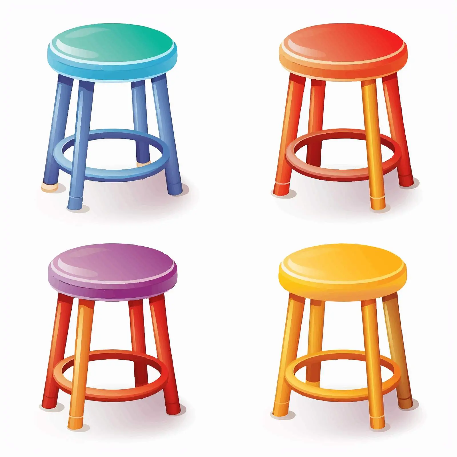 Four Colored Stools on White Background — free download from Dotvec