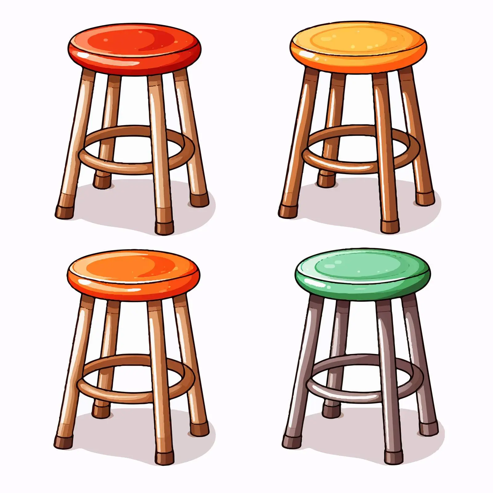 Colorful Stools Illustration on White Background — free download from Dotvec