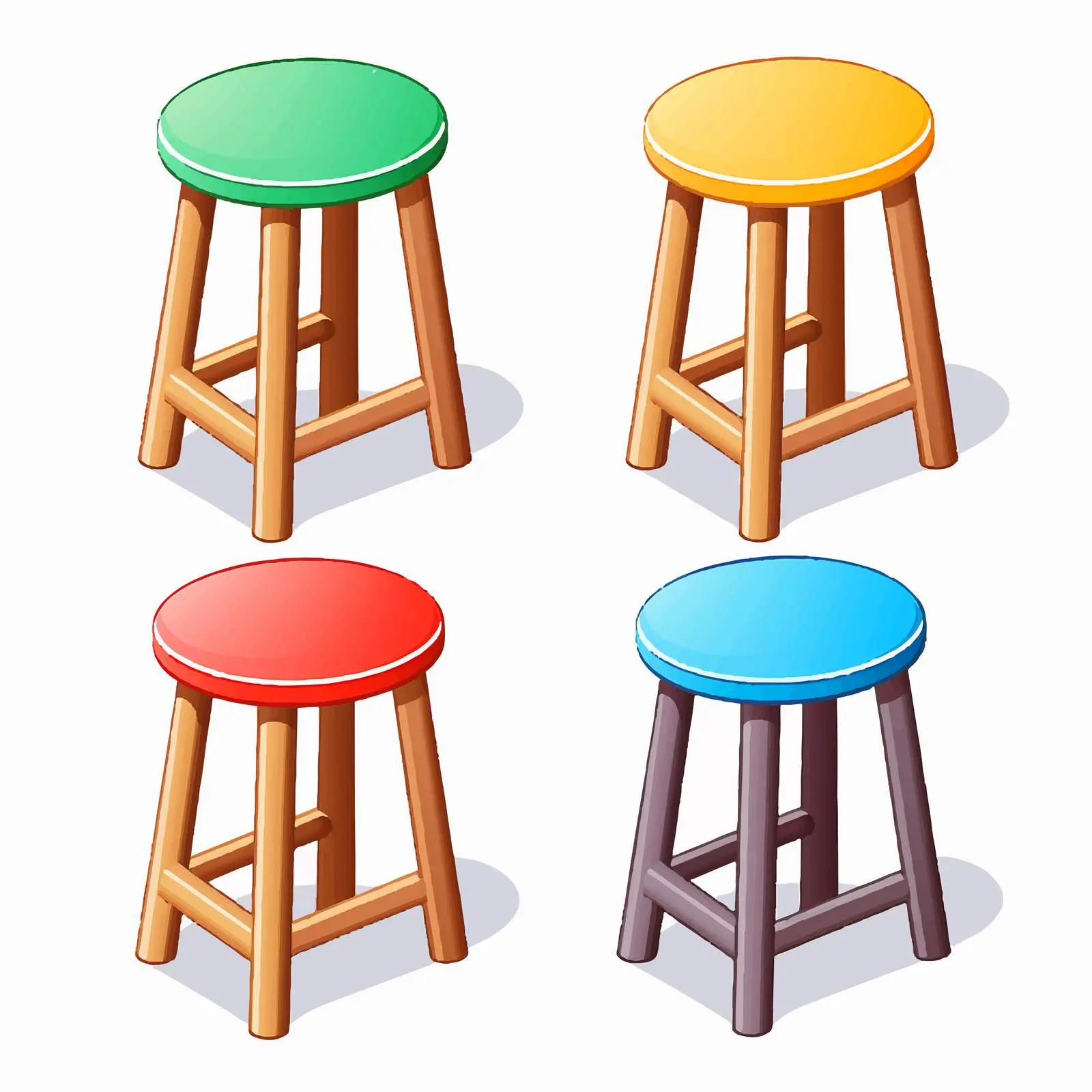 Four Colored Stools Illustration on White Background — free download from Dotvec