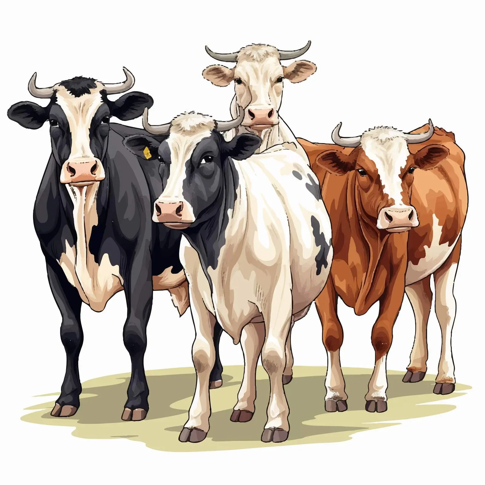 Four Cows Illustration on White Background — free download from Dotvec