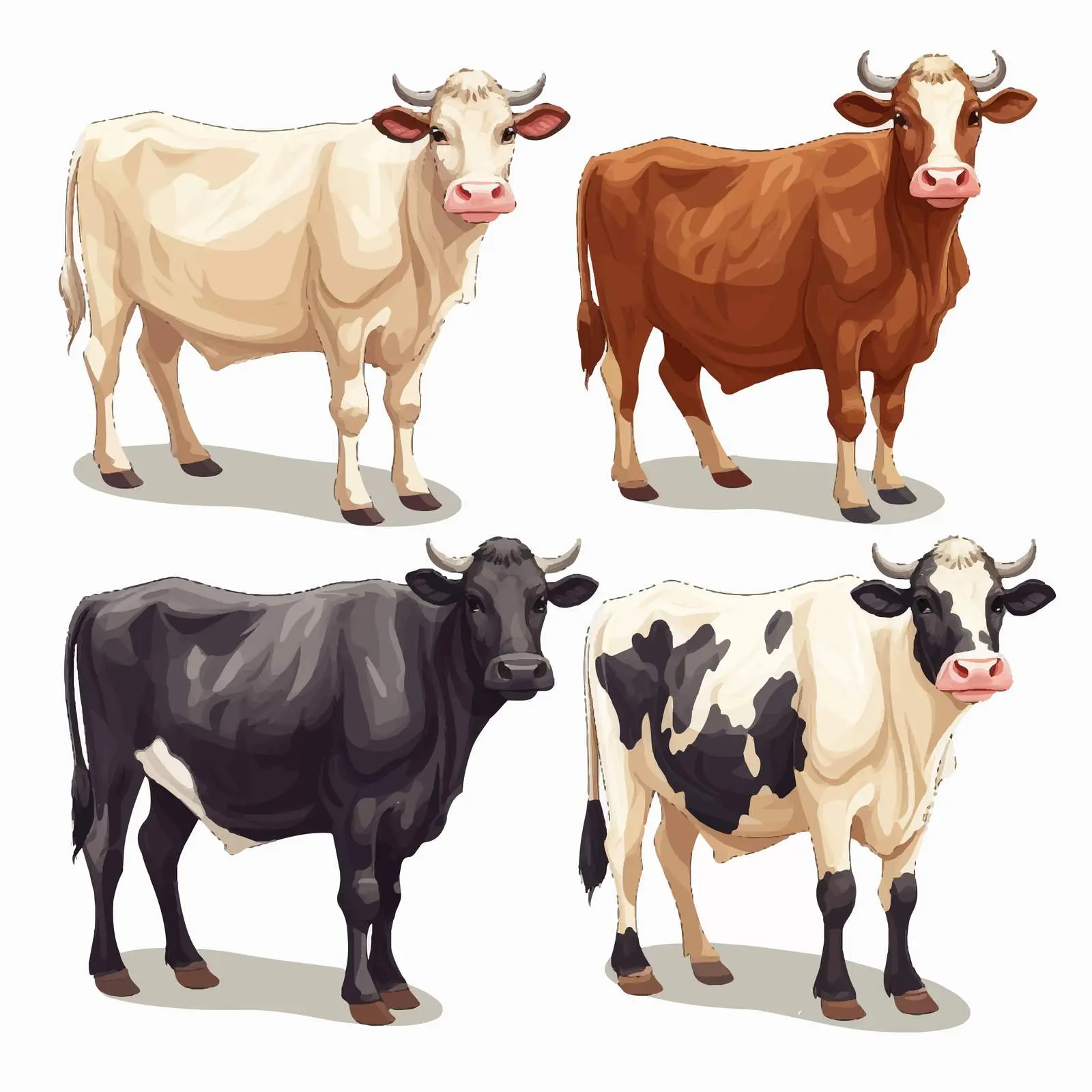 Four Cows Illustration on White Background — free download from Dotvec