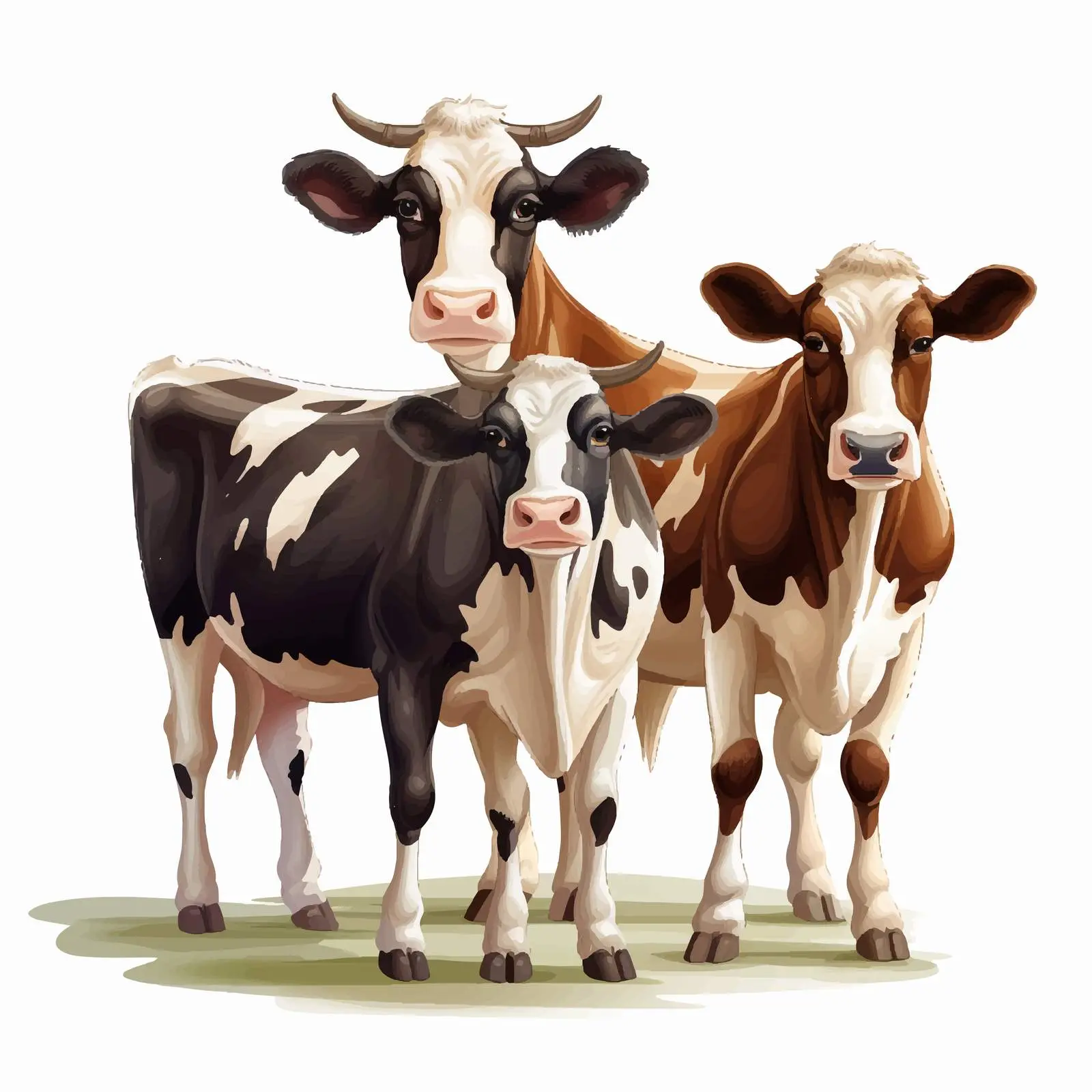 Four Cows Vector Illustration on White Background — free download from Dotvec