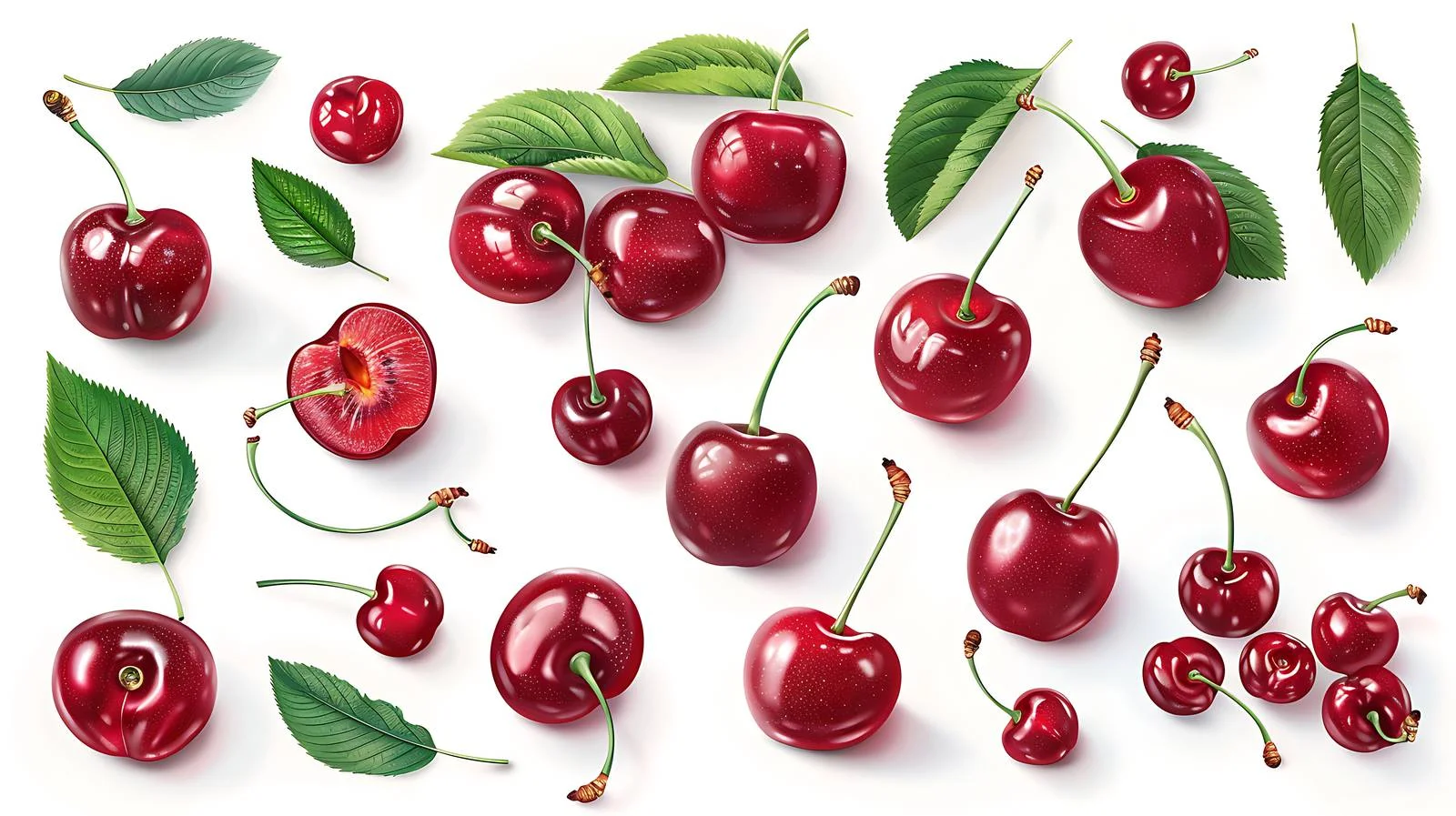 Fresh Cherries on White Background — free download from Dotvec