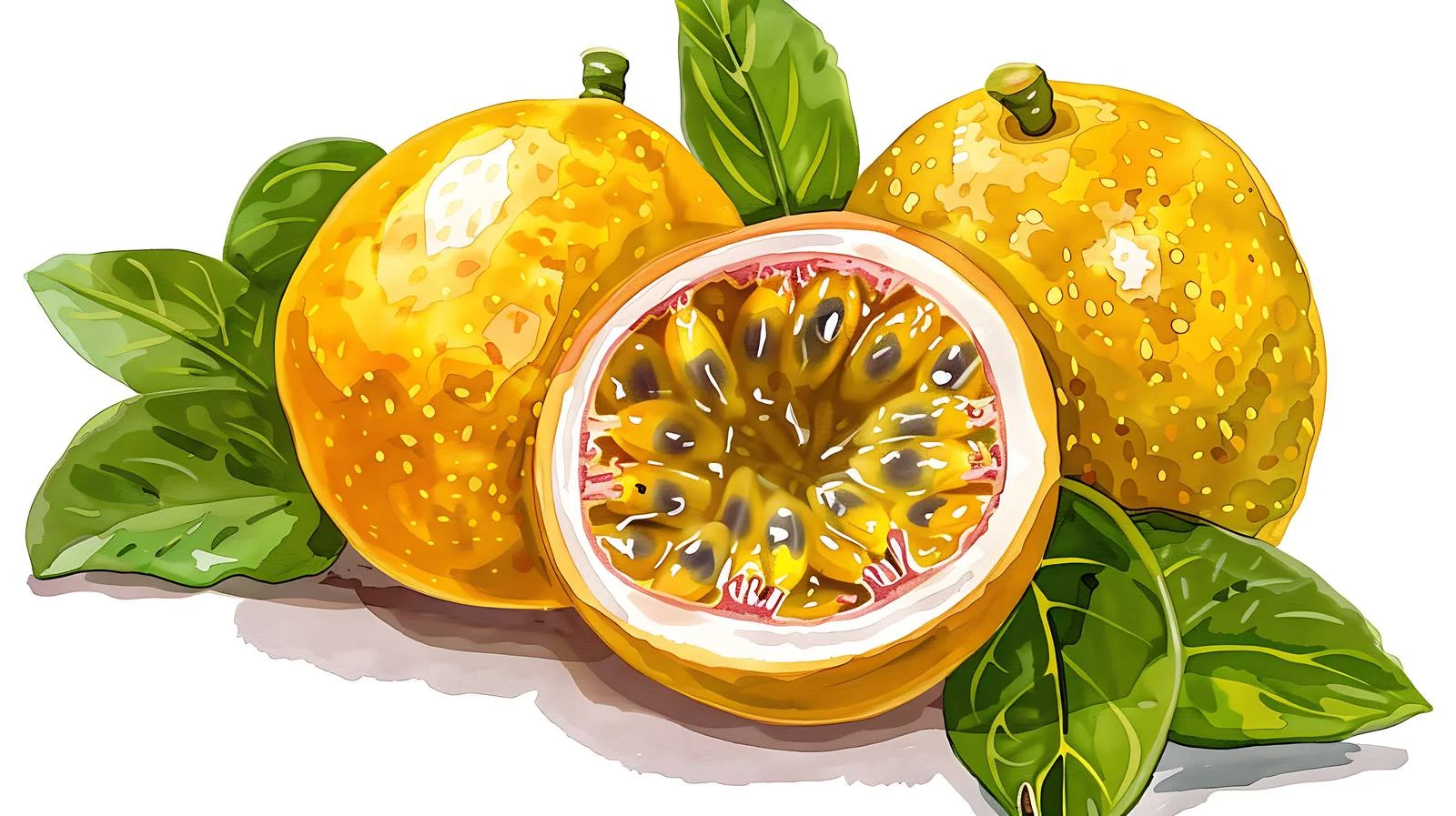 Vibrant Golden Passion Fruit on White Background – free passion fruit image from Dotvec