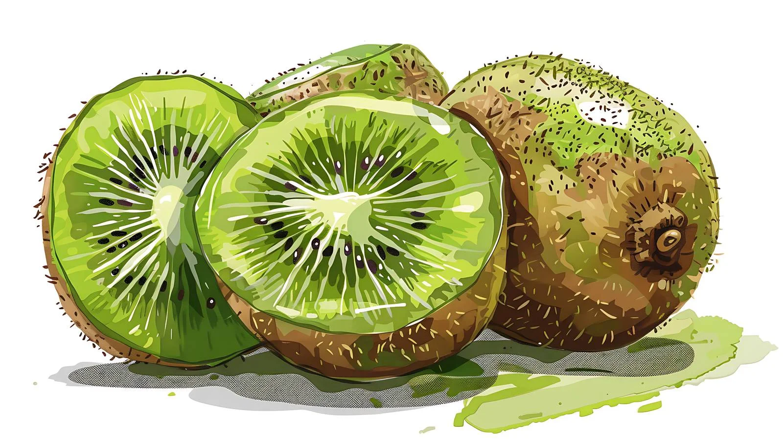 Vibrant Kiwifruit on White Background Illustration — free download from Dotvec